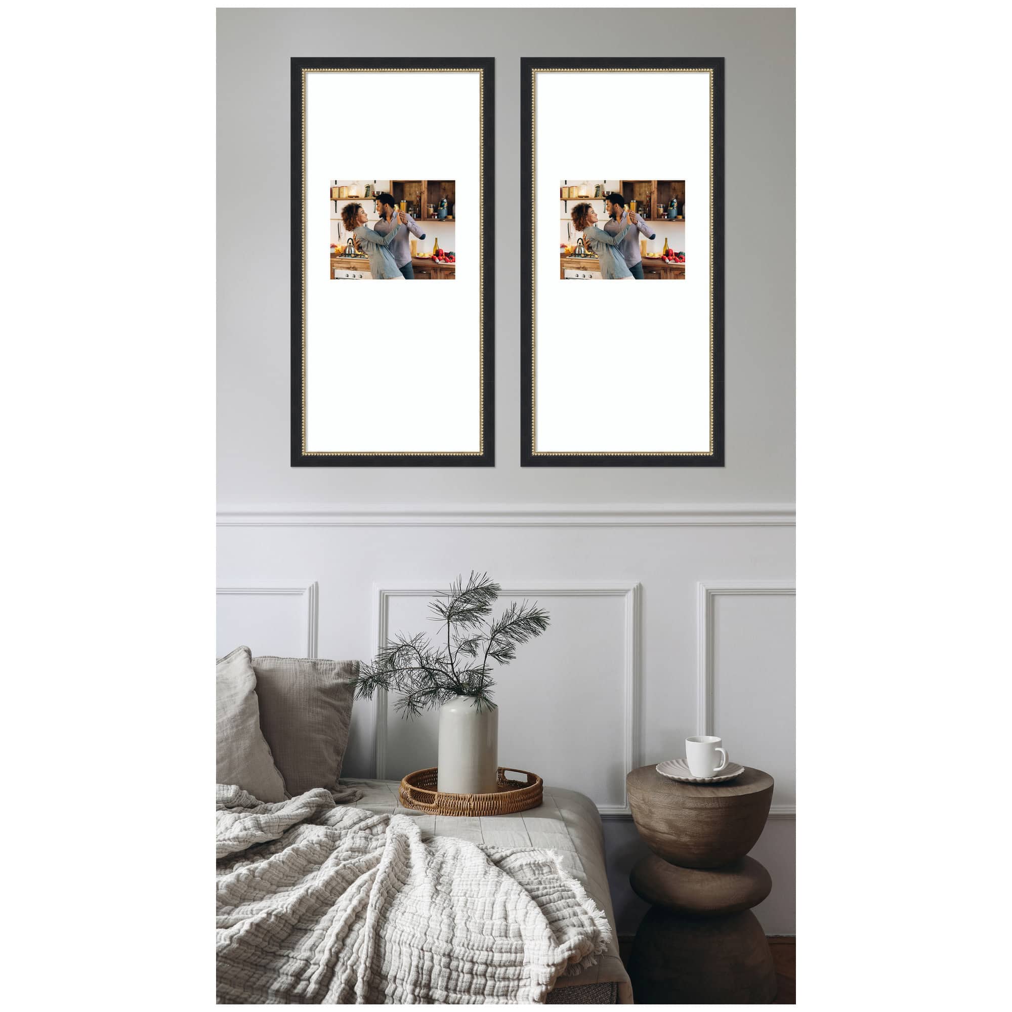 Kate and Laurel Belmont Black Photo Frames with Mat, 2ct.