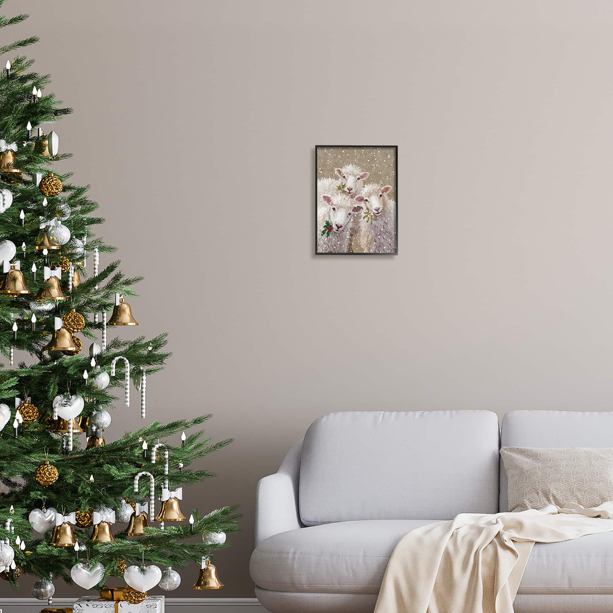 Stupell Industries Winter Sheep Trio Farm Animals Framed Giclee Art