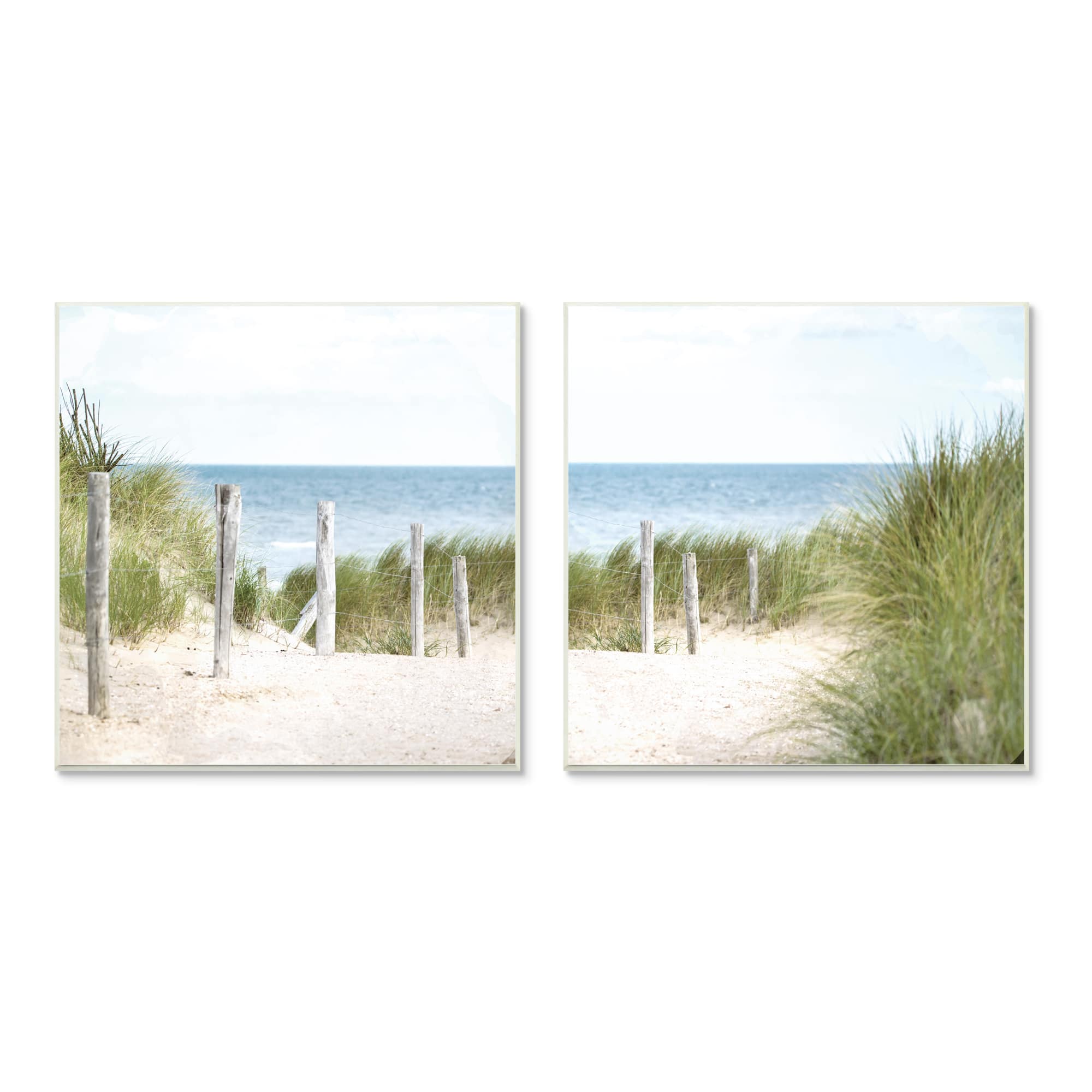 Stupell Industries Calm Coastal Beach Fence Nautical Landscape,12" x 12"
