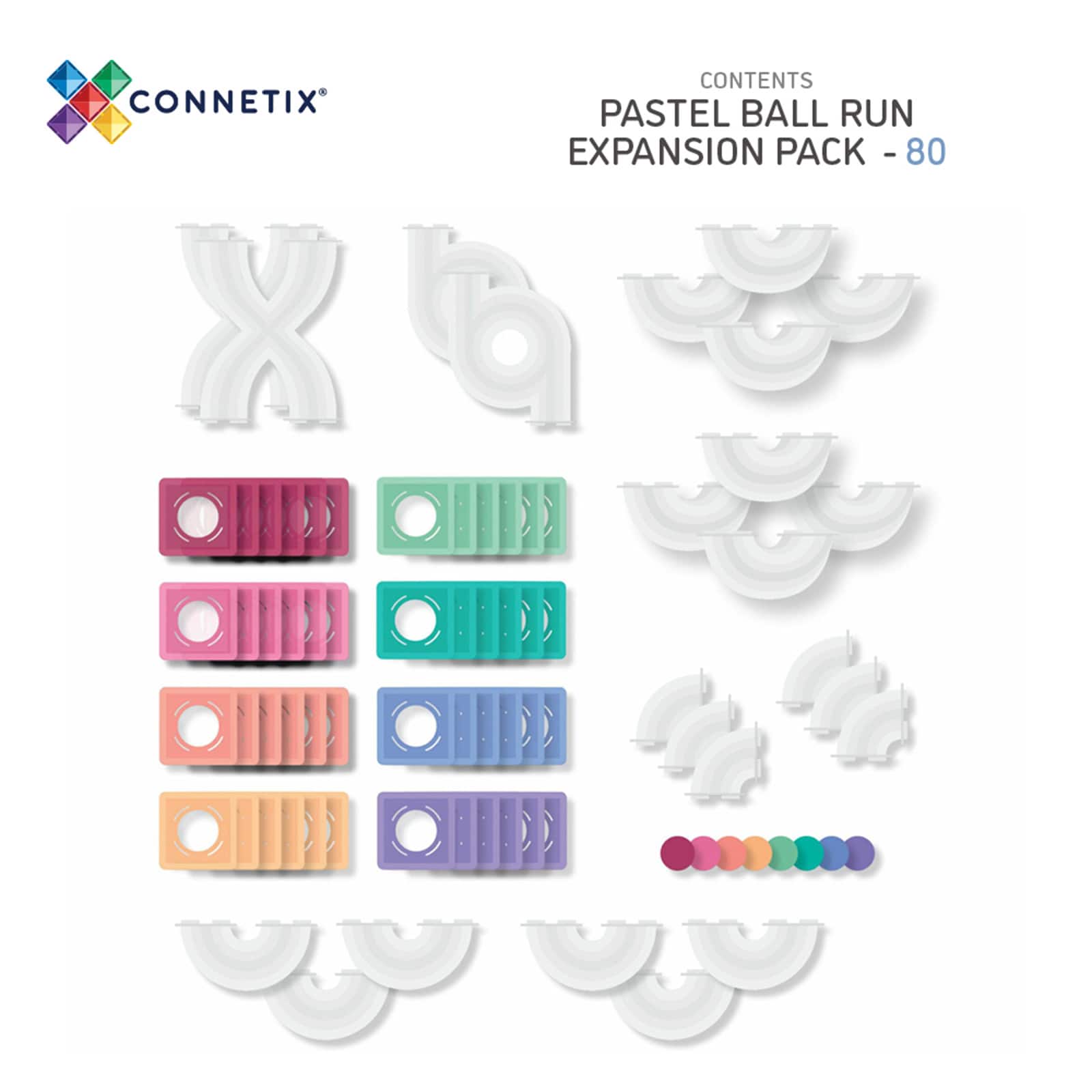 Connetix® Pastel Magnetic Tiles Ball Run Expansion Pack, 80ct.