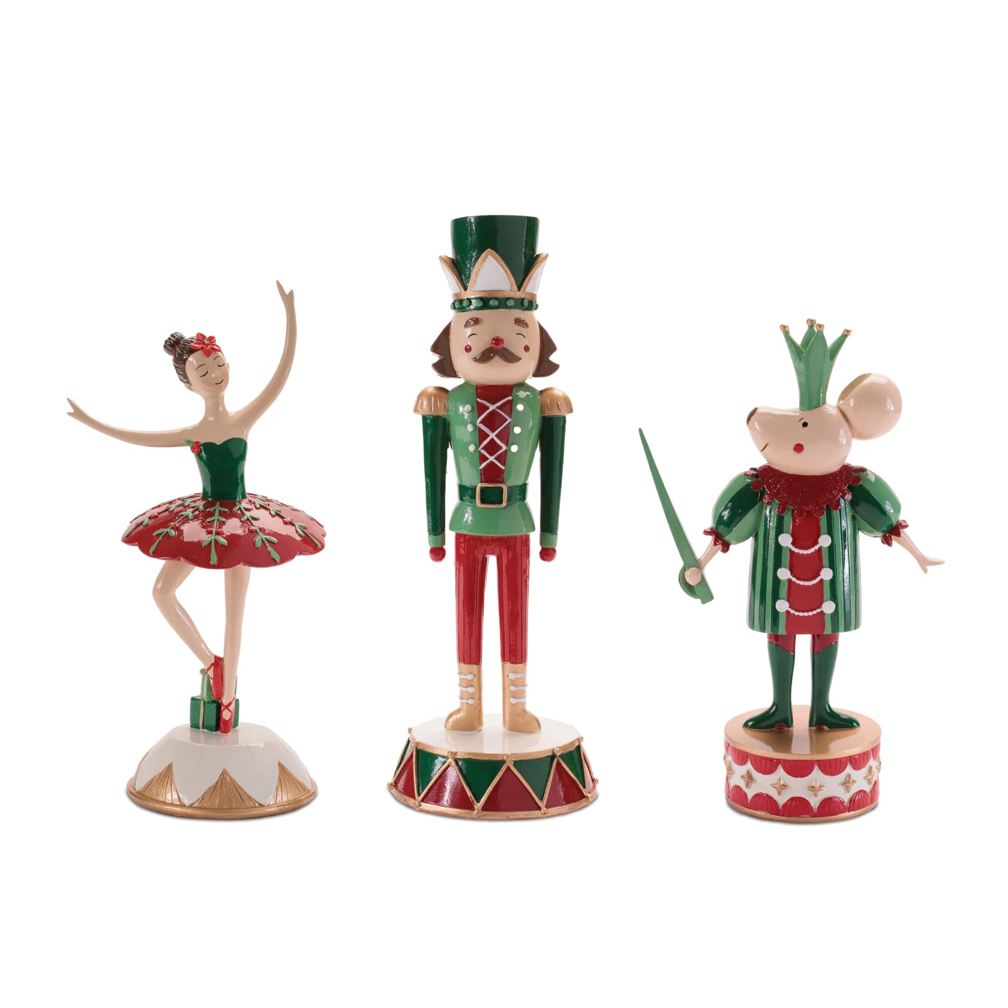 Melrose Nutcracker Soldier, Mouse & Ballerina Figurines Set