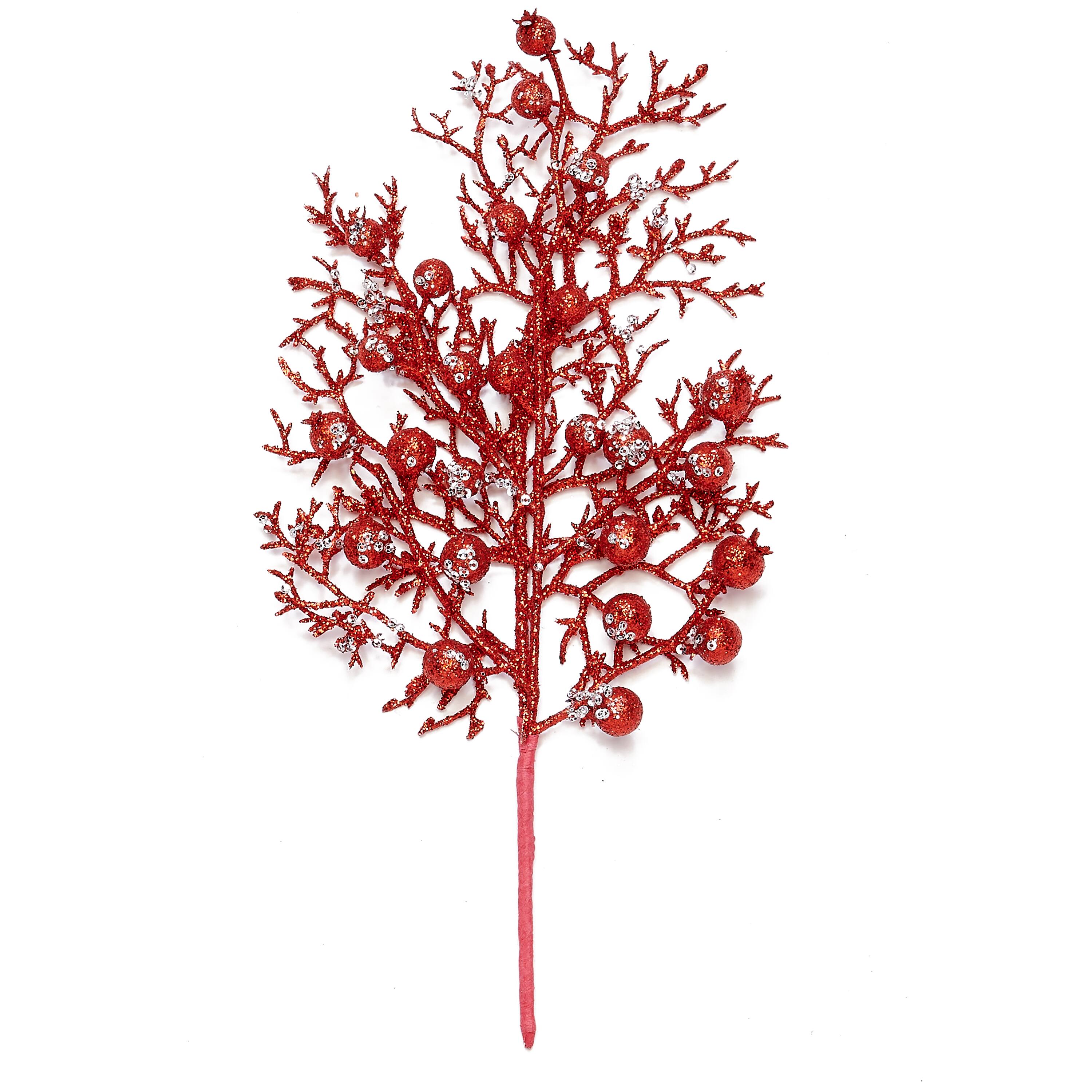 13" Artificial Christmas Glittered Berry Picks, 6ct.