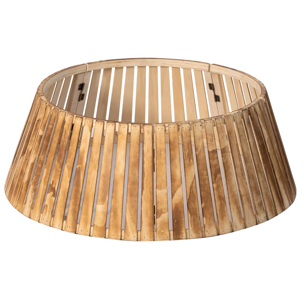 Gardenised 28" Natural Wood Christmas Tree Collar Box