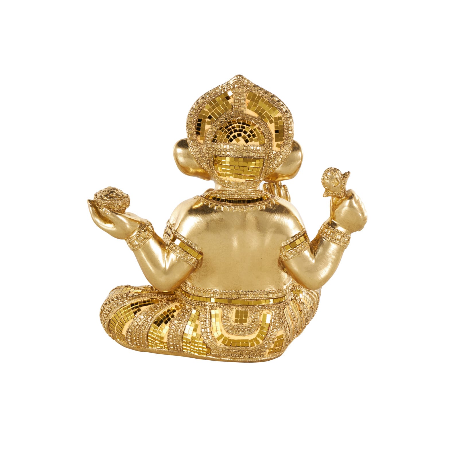 10.5" x 11" Gold Resin Ganesh Decorative Sculpture with Mosaic Details