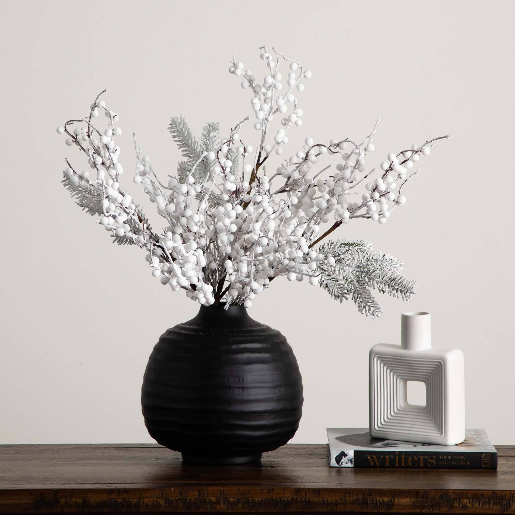 30" Flocked White Berry Stems, 3ct.