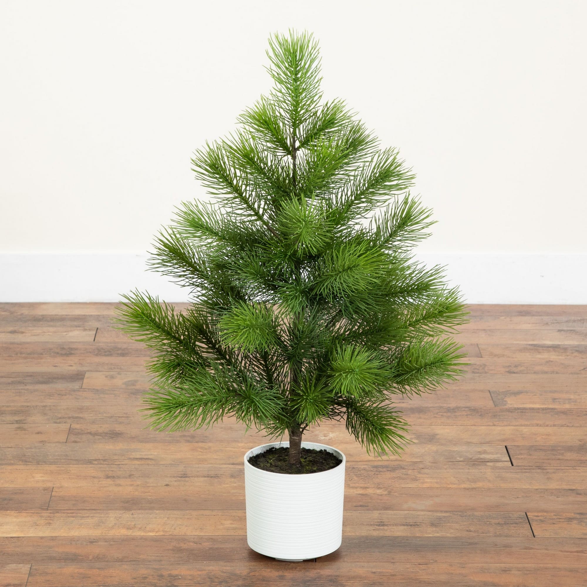 Nearly Natural 3ft. Unlit Artificial Real Touch Masson Pine Christmas Tree in White Decorative Planter