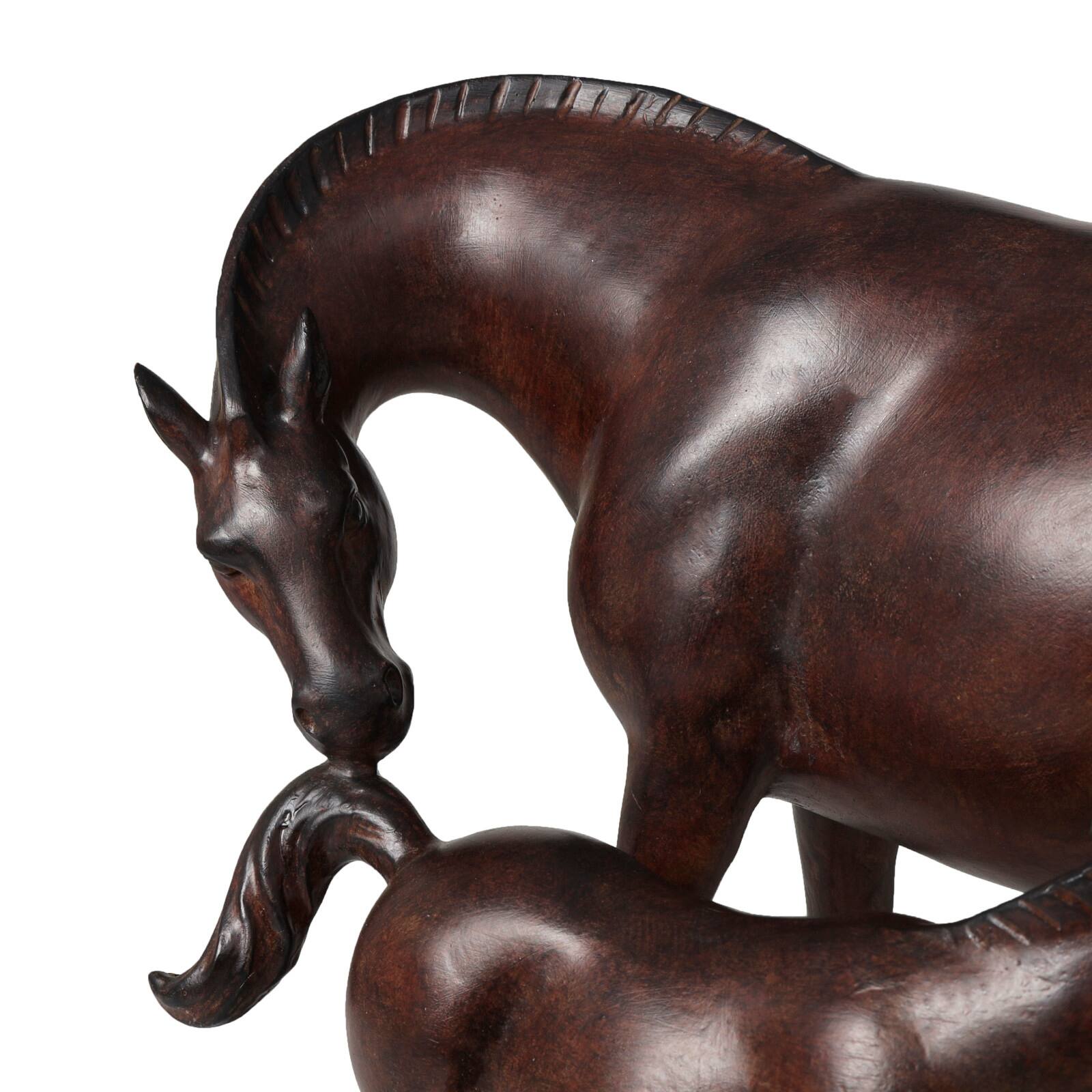 Dark Brown Horse Mom & Baby Sculpture