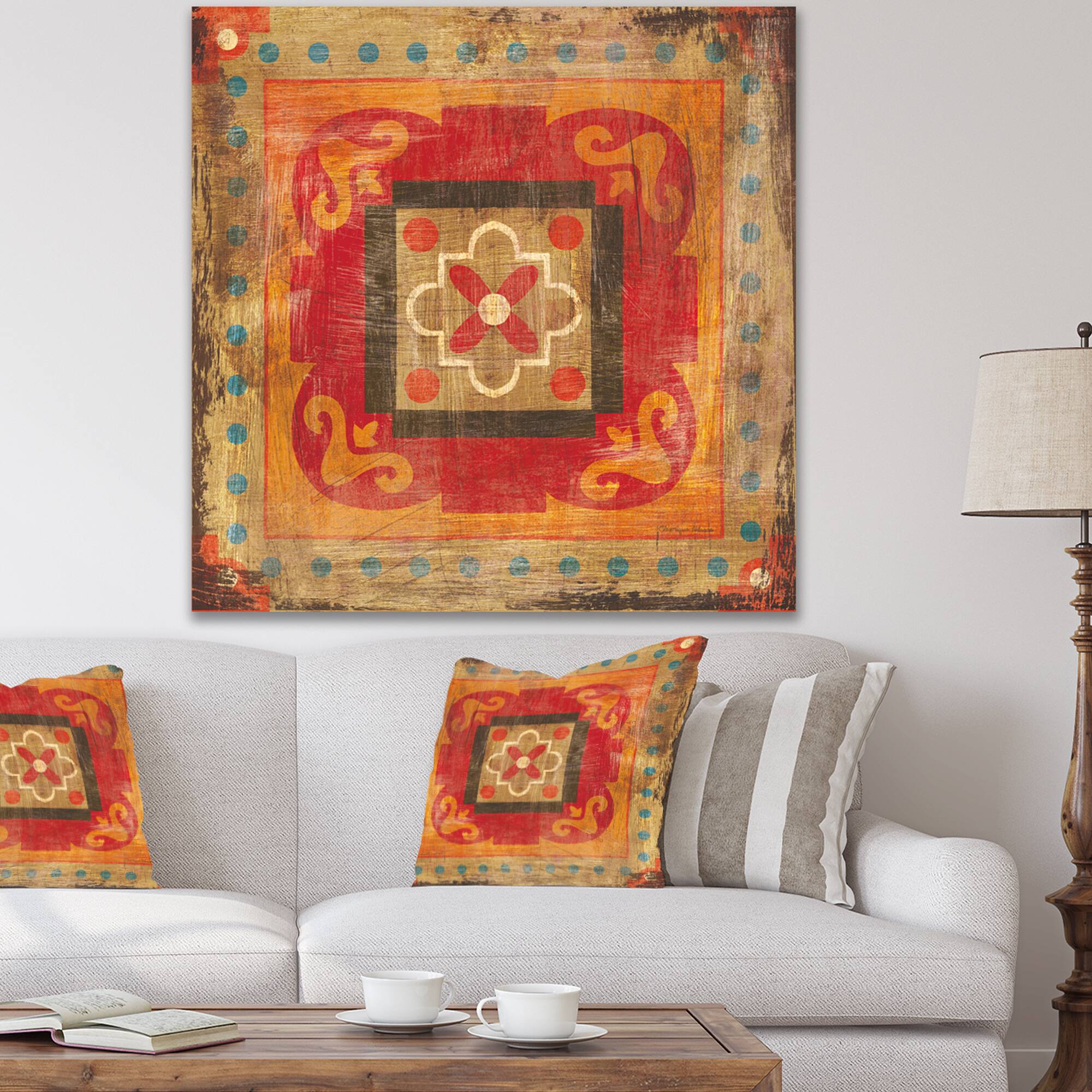 Designart - Moroccan Orange Tiles Collage II