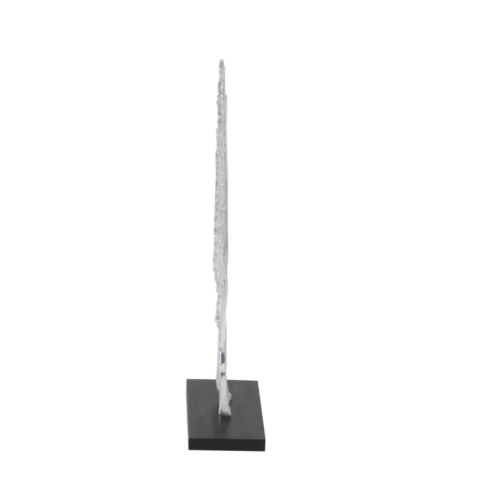 19" Silver Aluminum & Wood Tree-Inspired Contemporary Sculpture