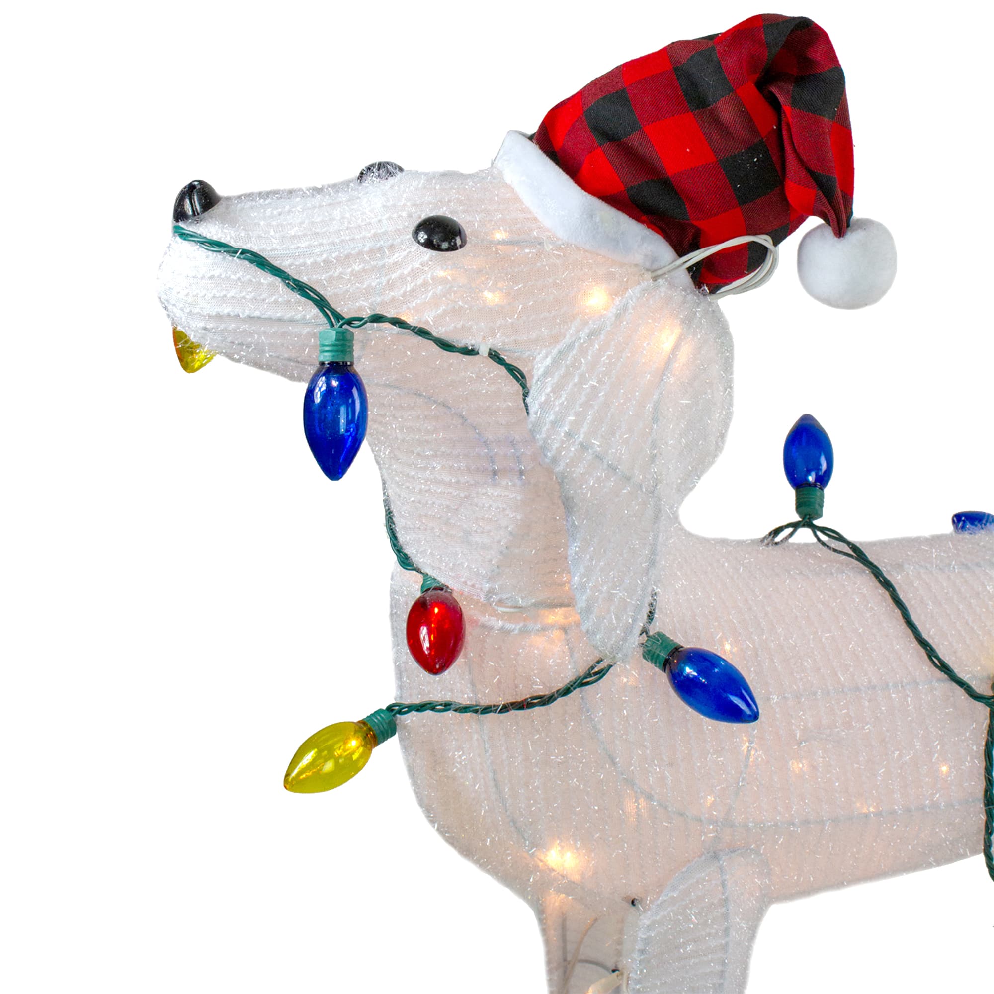 3ft. White Lighted Standing Dog Christmas Decoration