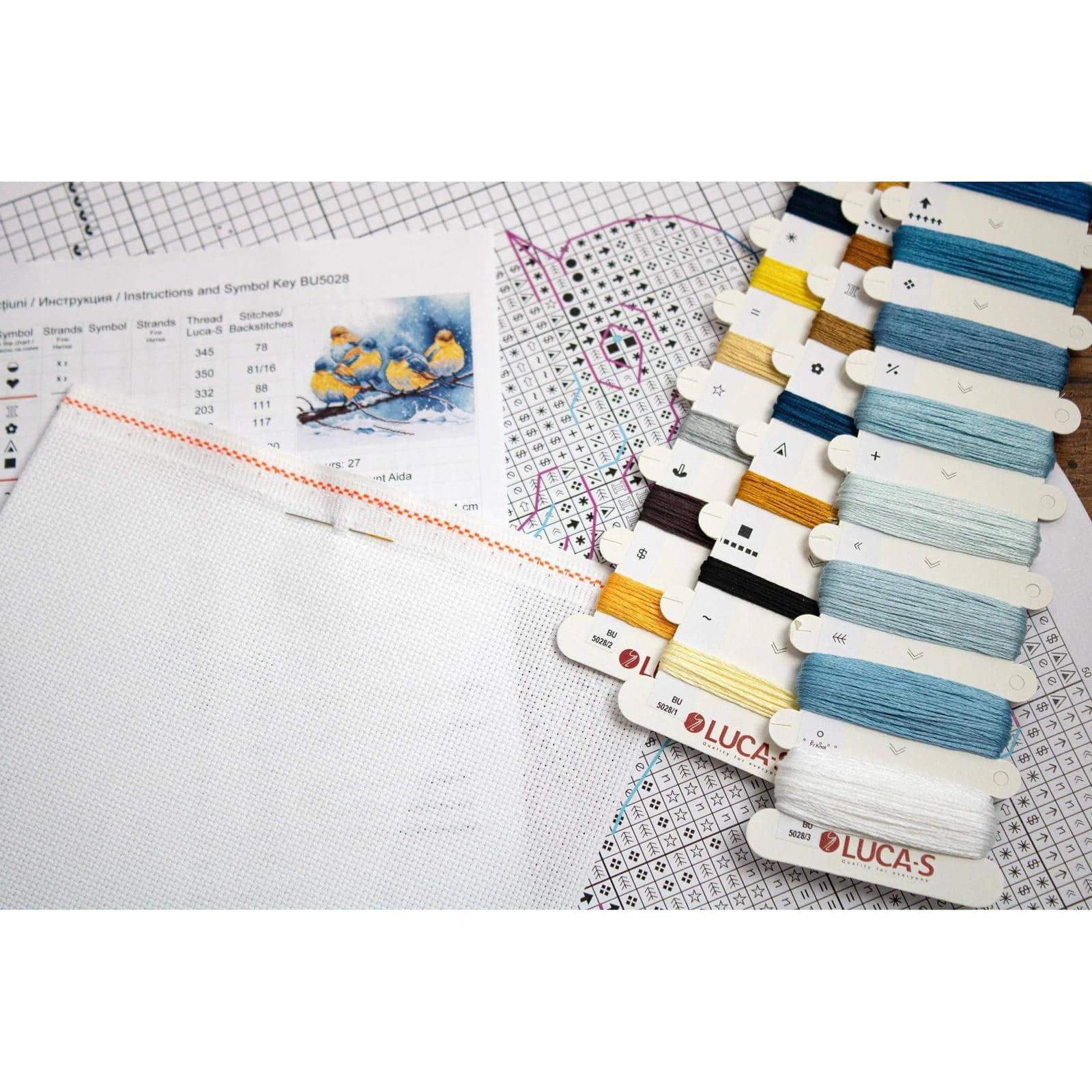Luca-S Eastern Bluebirds Counted Cross Stitch Kit