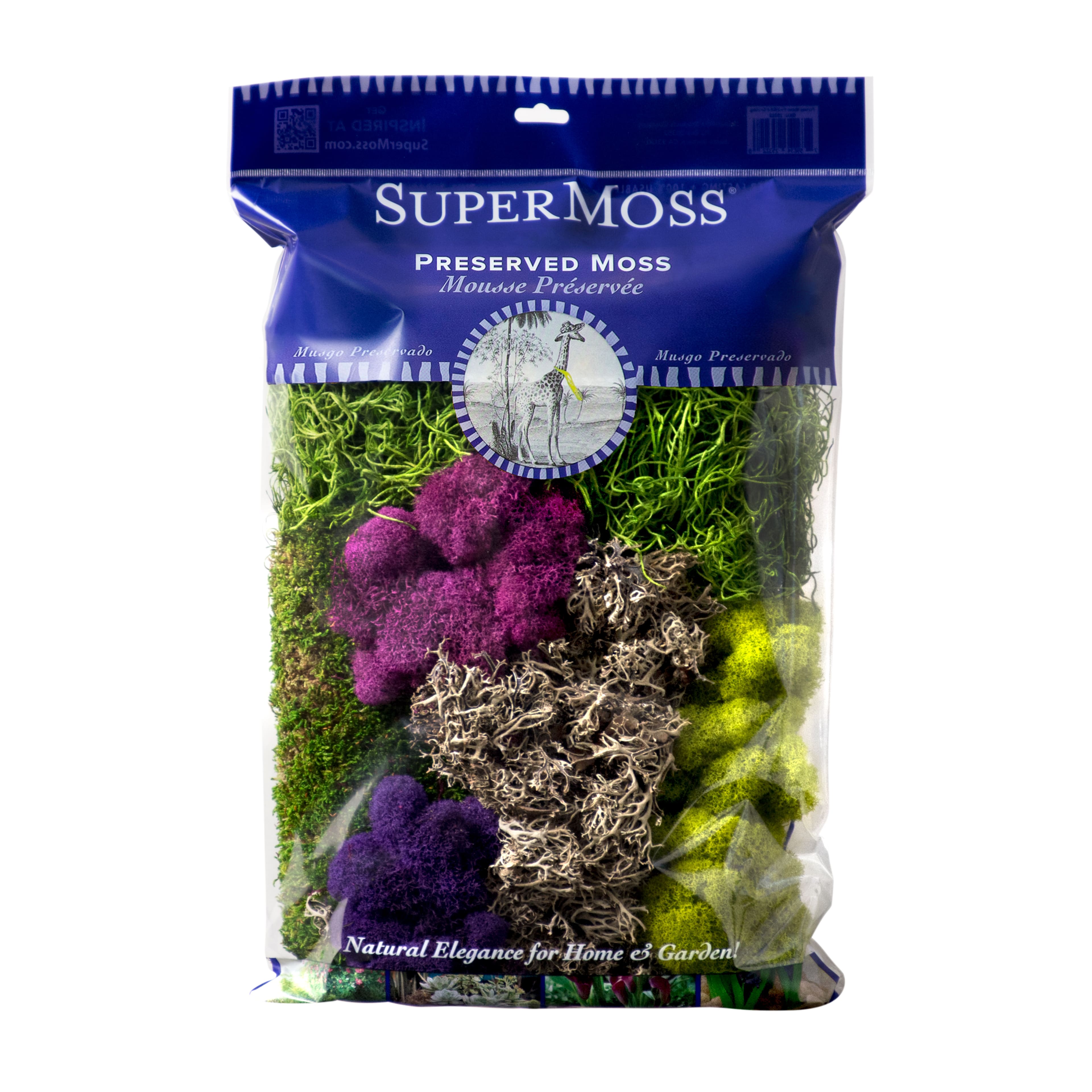 Mousse préservée mixte mauve et verte de SuperMoss