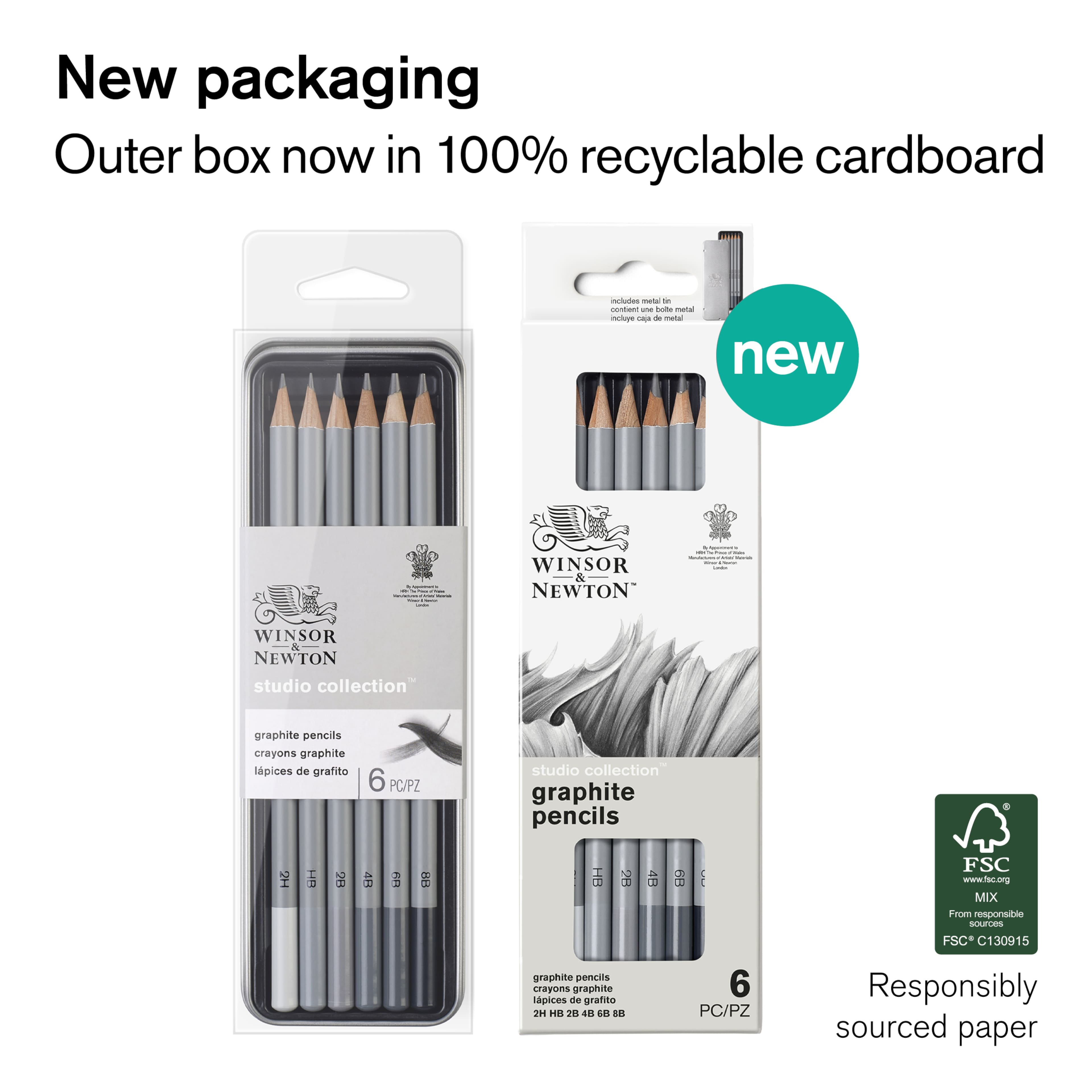 6 Packs: 6 ct. ( total) Winsor & Newton™ Studio Collection™ Graphite Pencil Tin Set