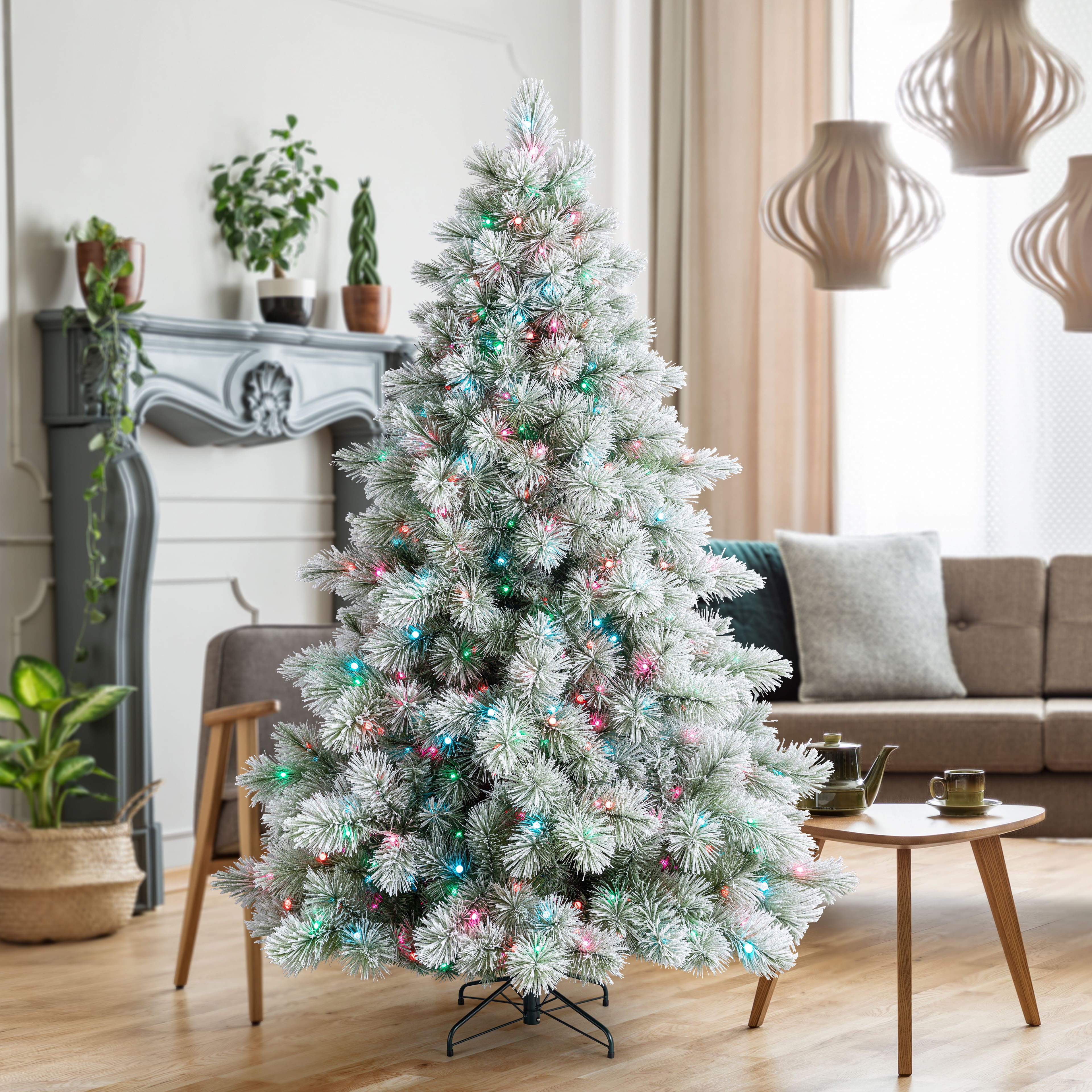 7.5ft. Pre-Lit Snowberry Pine Artificial Christmas Tree, Quick Set® Colour Changing G9 & G15 LED Lights by Ashland®
