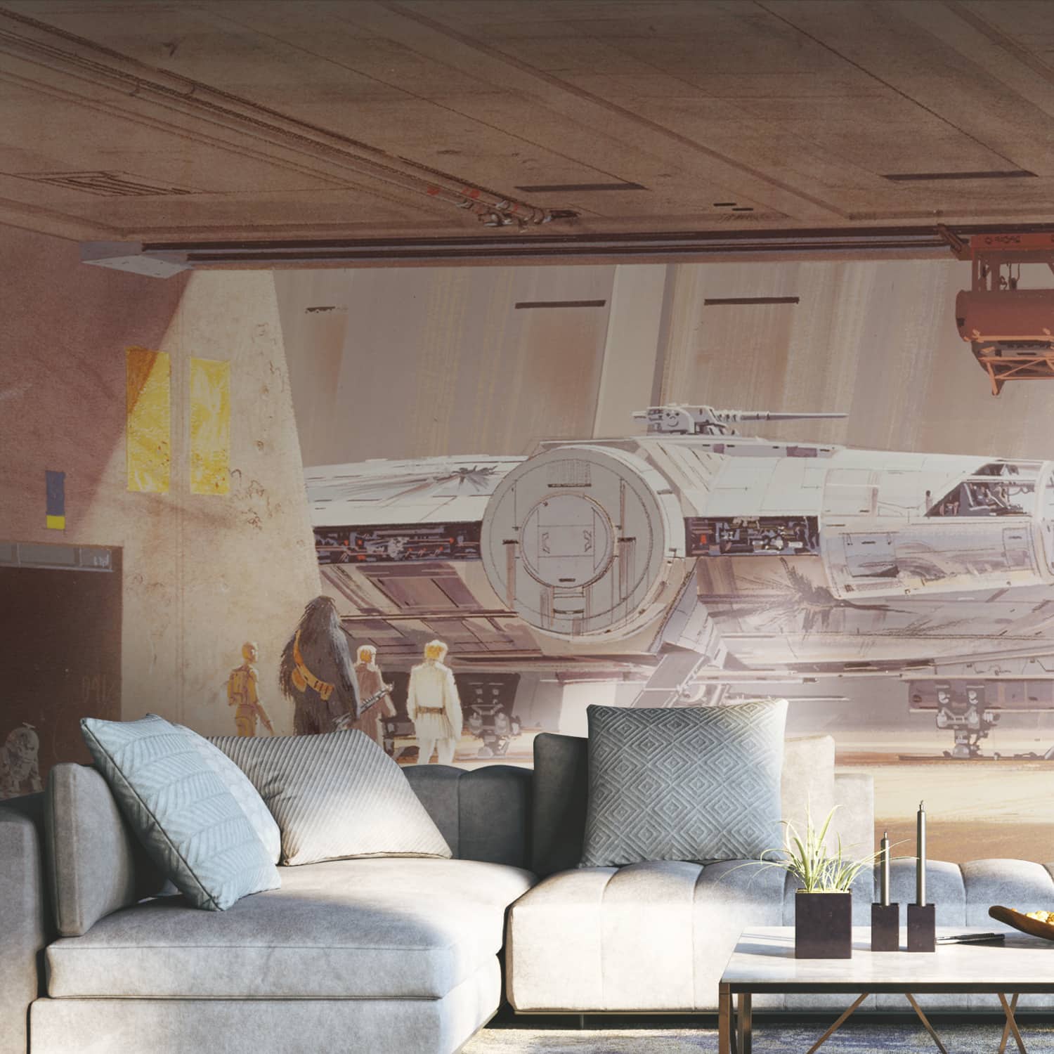 RoomMates Ralph Mcquarrie's Star Wars Docking Bay Millennium Falcon Peel & Stick Mural