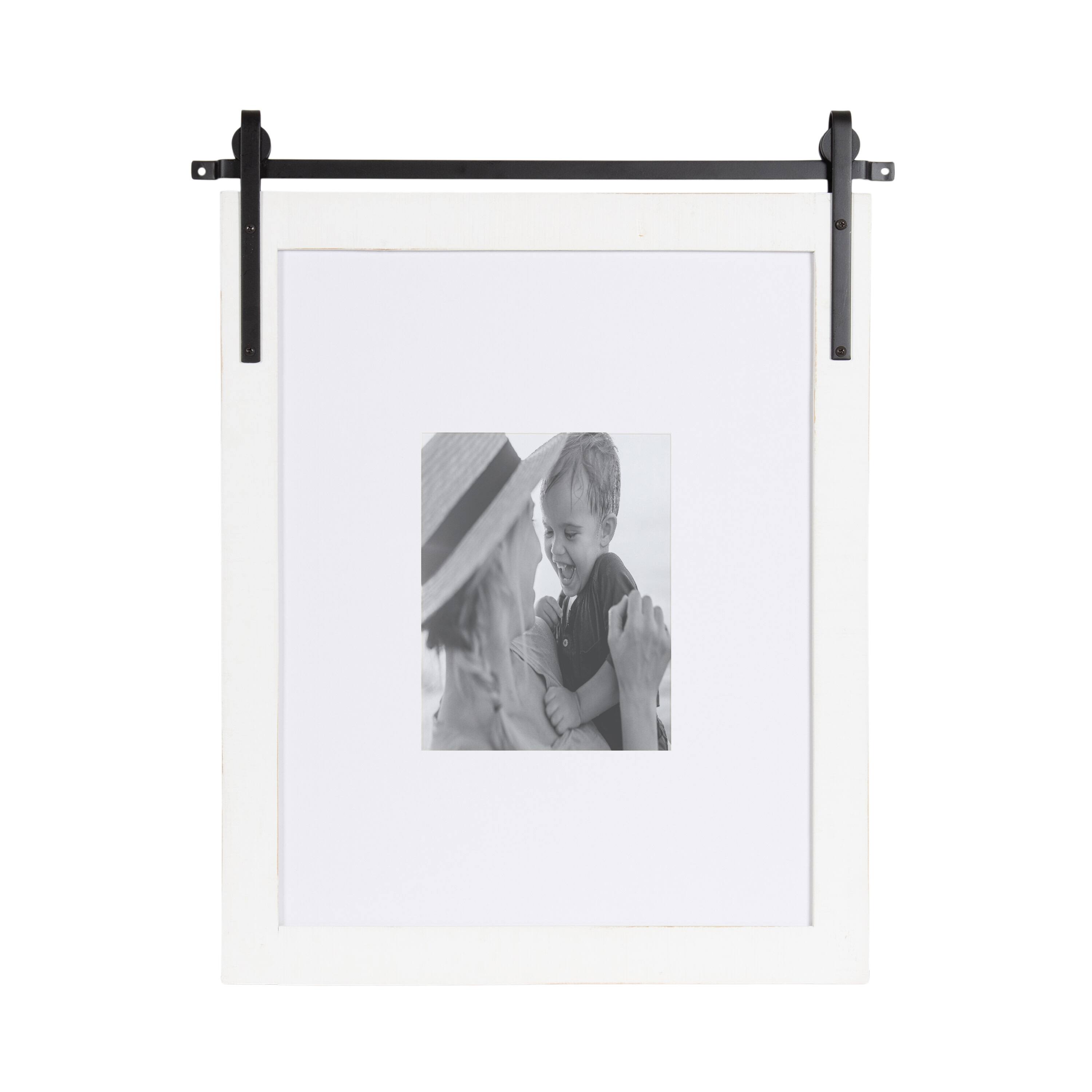 Kate and Laurel 16" x 20" White Cates Wood Picture Frame with 8" x 10" Mat