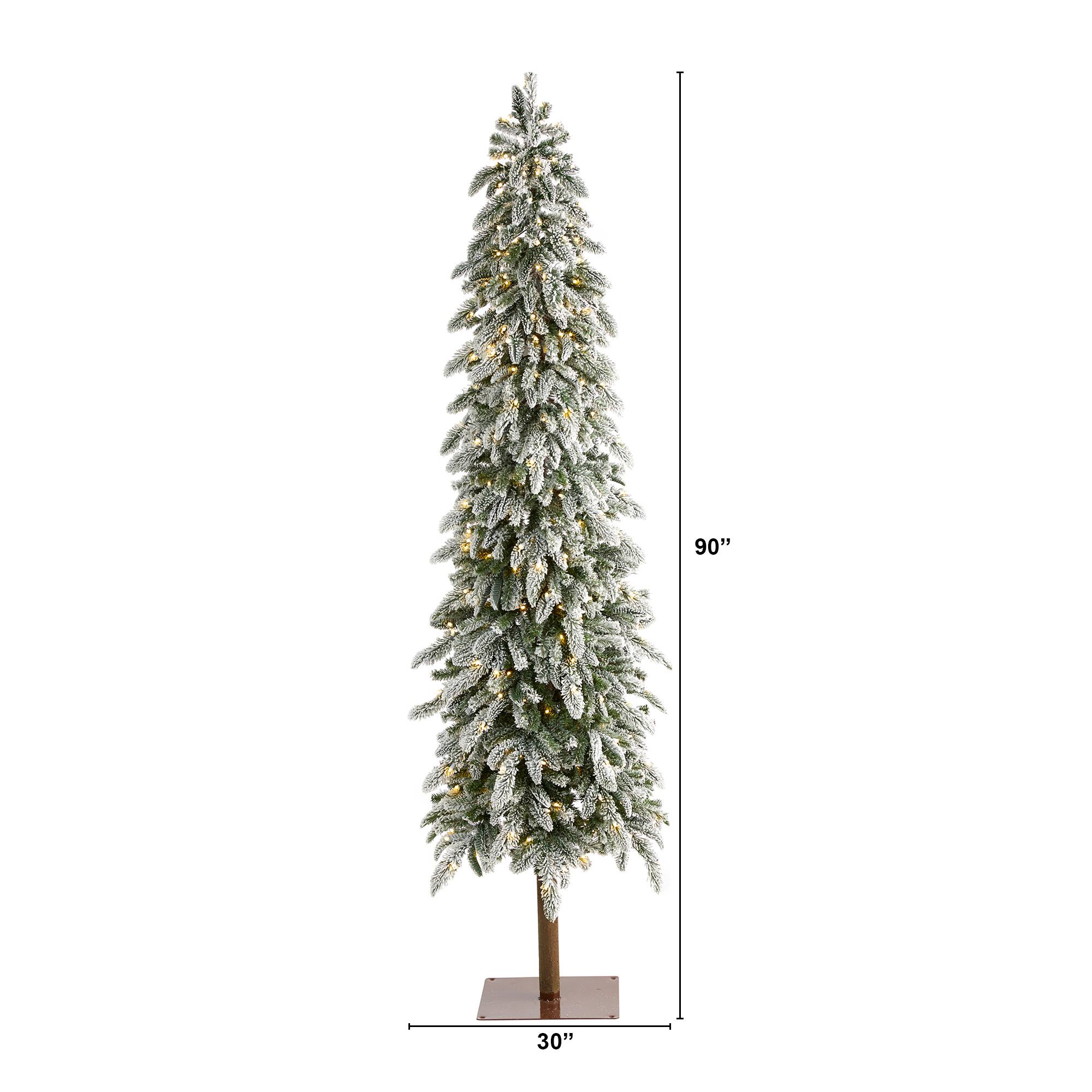 7.5ft. Pre-Lit Flocked Washington Alpine Artificial Christmas Tree, Warm White LED Lights