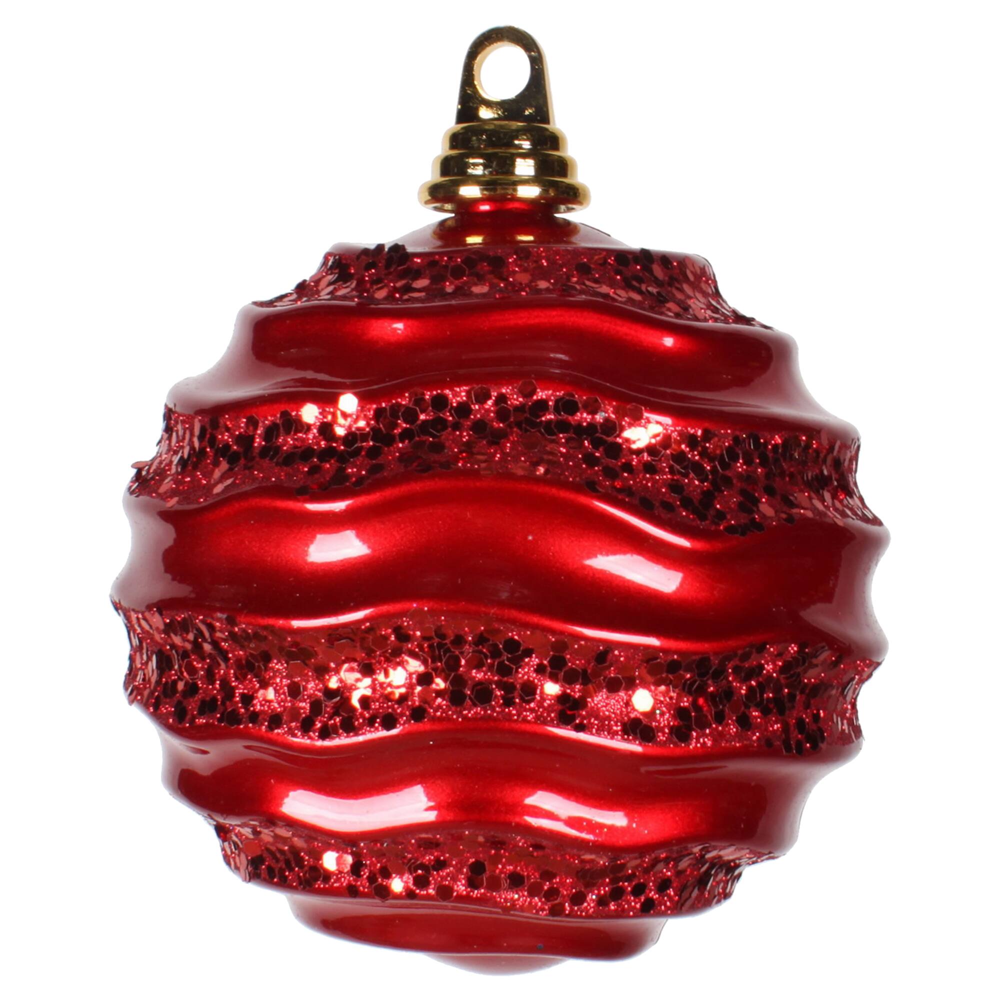 Vickerman 6" Striped Candy Wave Ball Christmas Ornament in Red | Michaels®