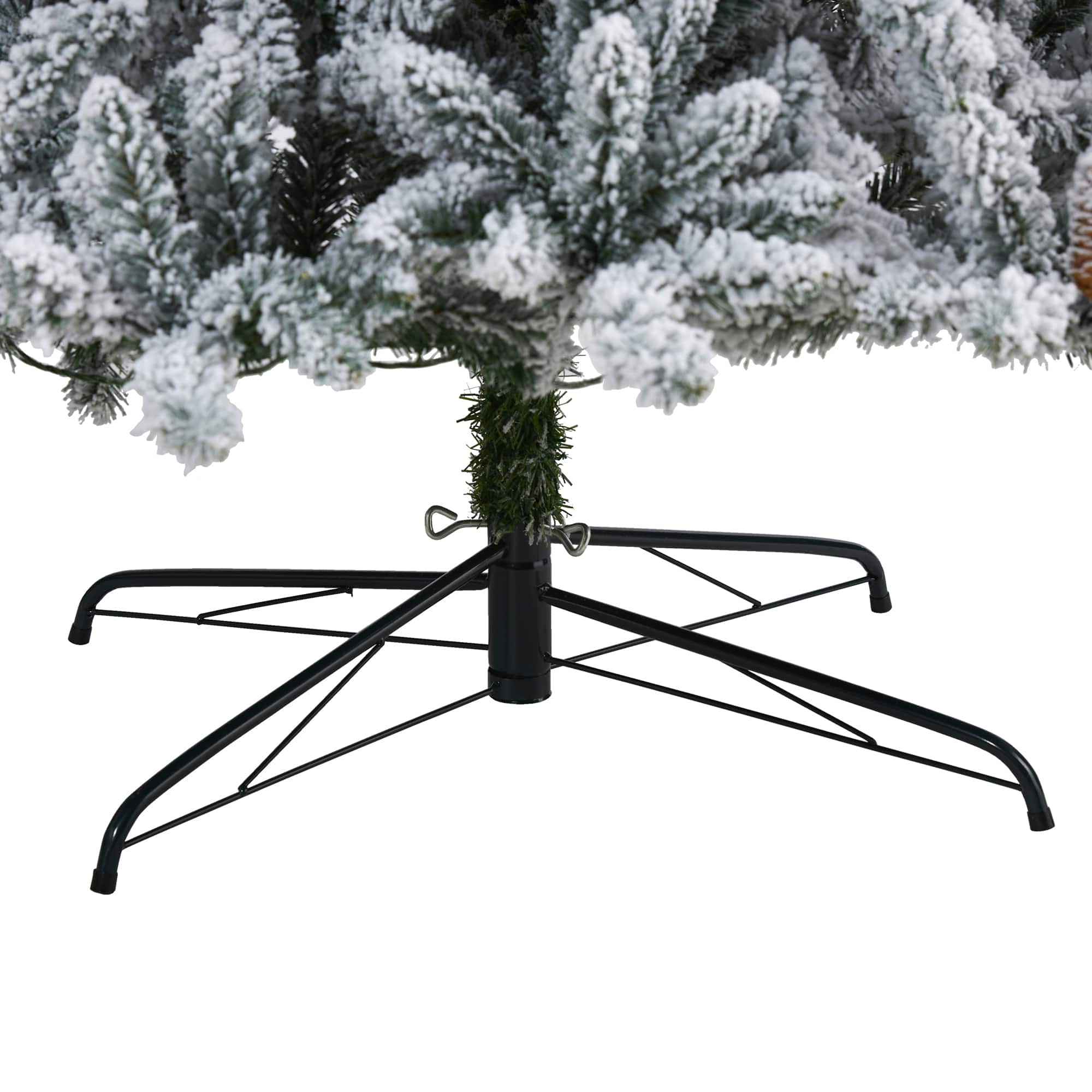 9ft. Pre-lit Flocked Livingston Fir Pinecones Artificial Christmas Tree with Clear Warm LED Lights