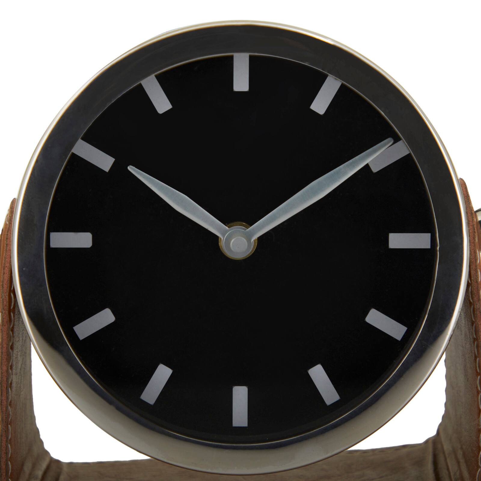 Stainless Steel Clock with Leather Stand