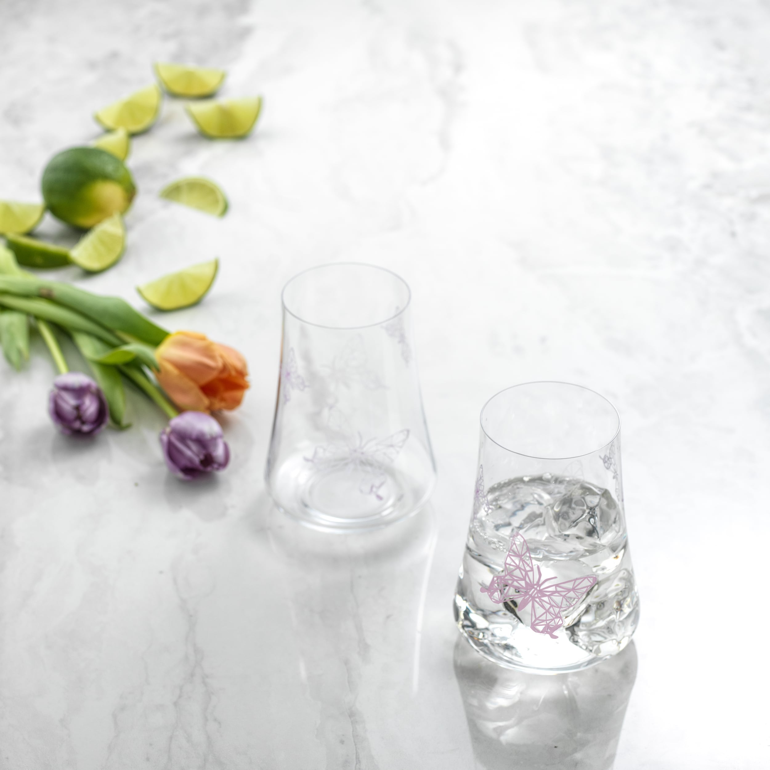 JoyJolt® 17oz. Meadow Butterfly Crystal Highball Glass Set, 2ct.