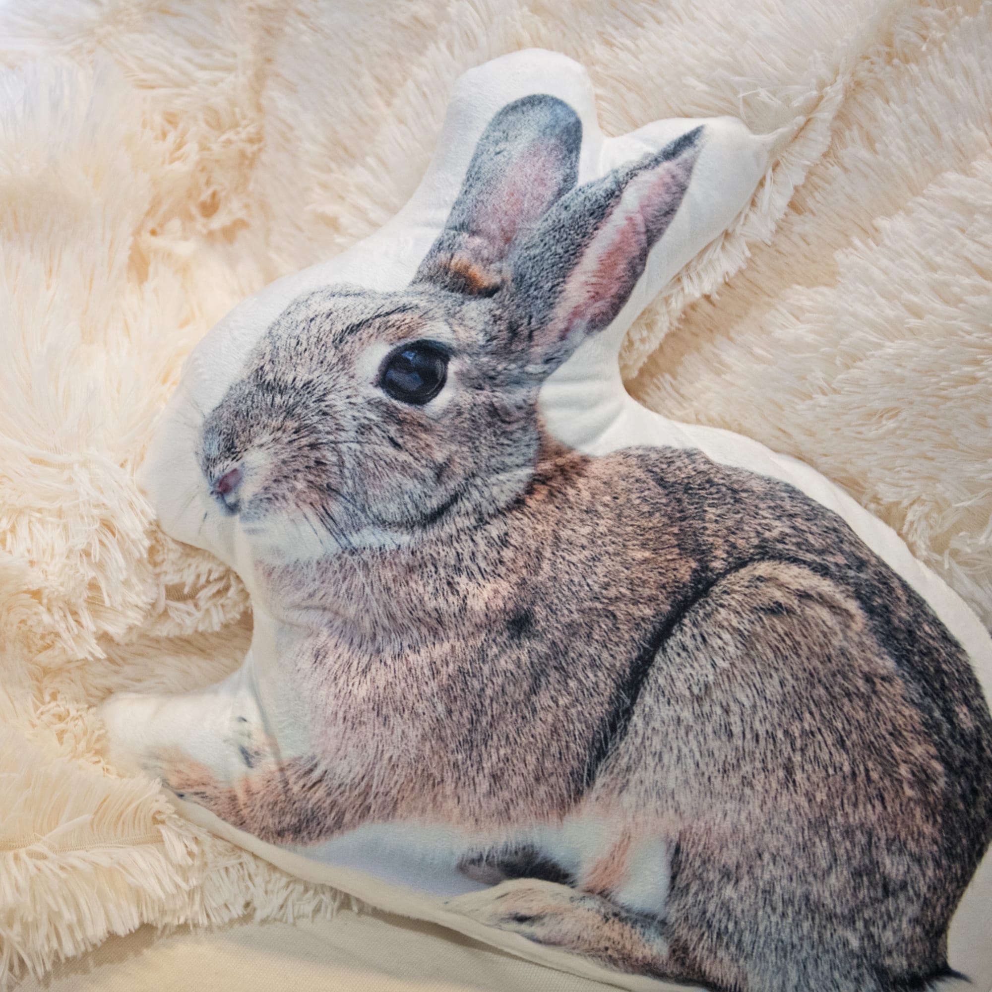 16" x 14" Brown & Black Bunny Rabbit Throw Pillow