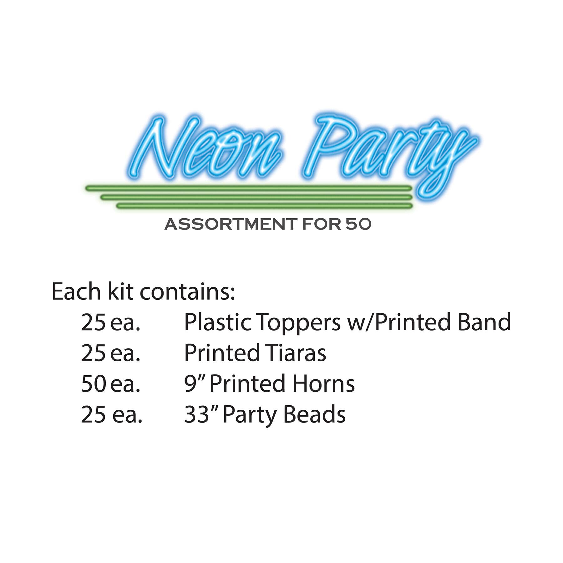 Beistle Neon New Year Party Favor Kit for 50