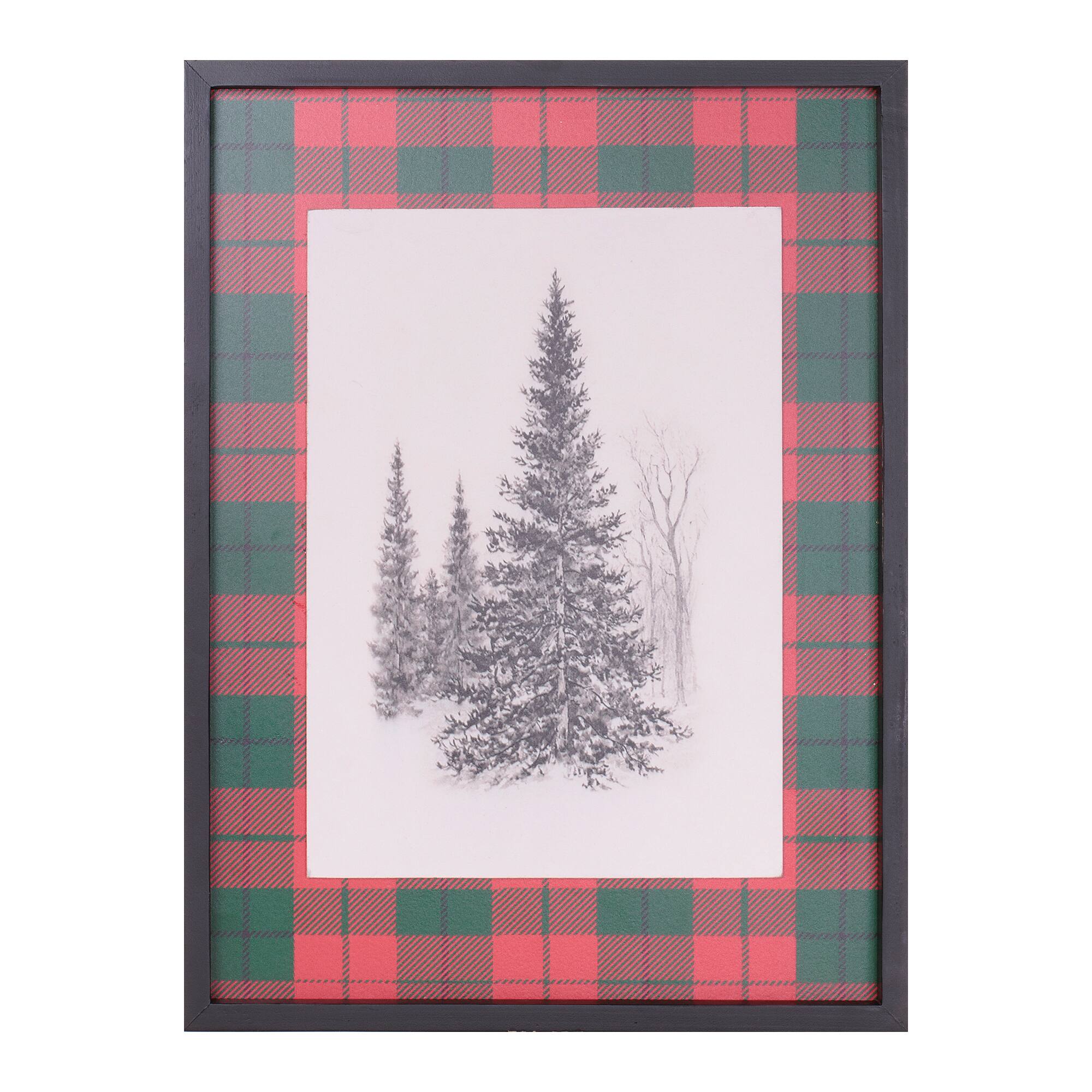 Melrose 12" x 16" Framed Plaid Tree Print Wall Art