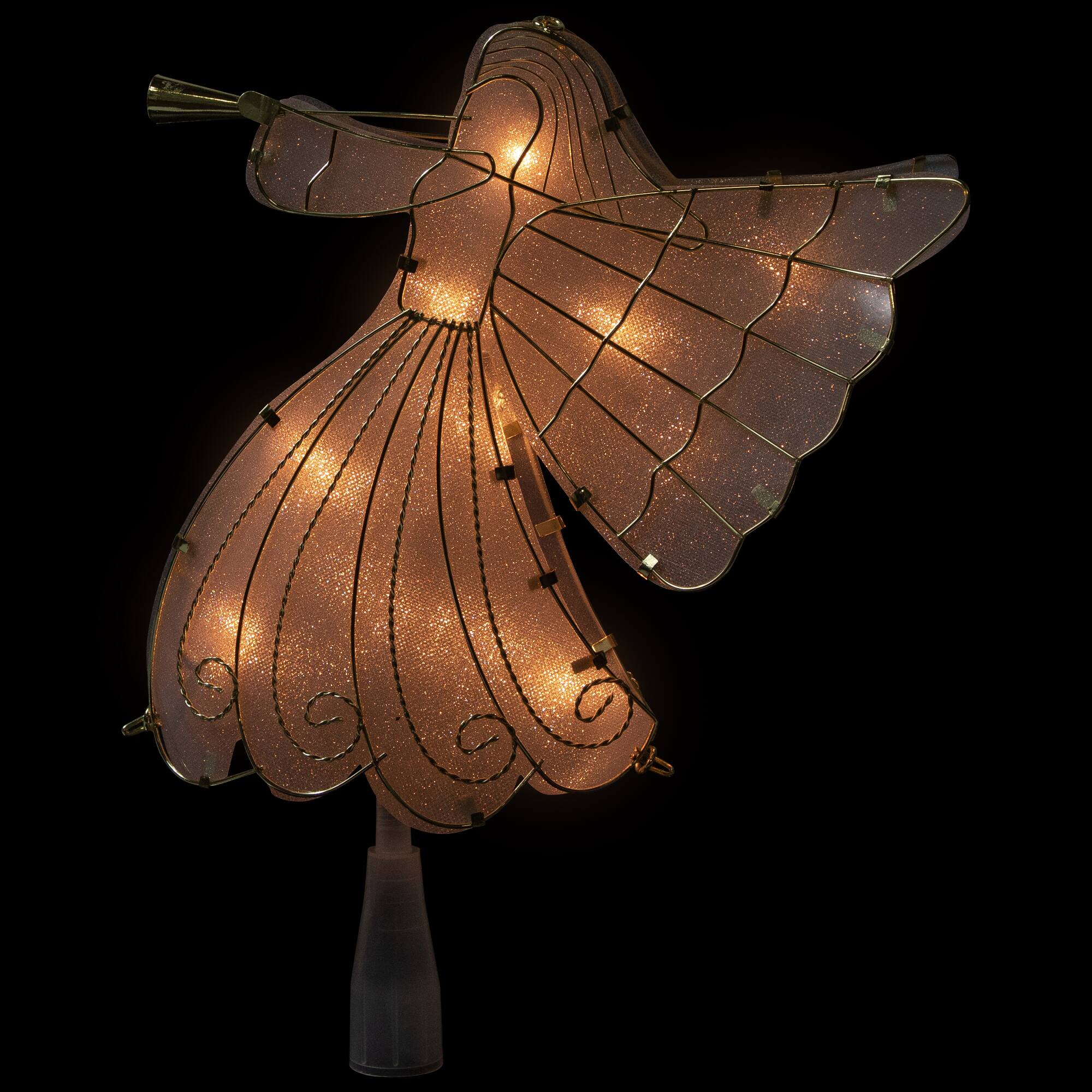 Northlight 10" White & Gold Angel Tree Topper with Warm White Lights