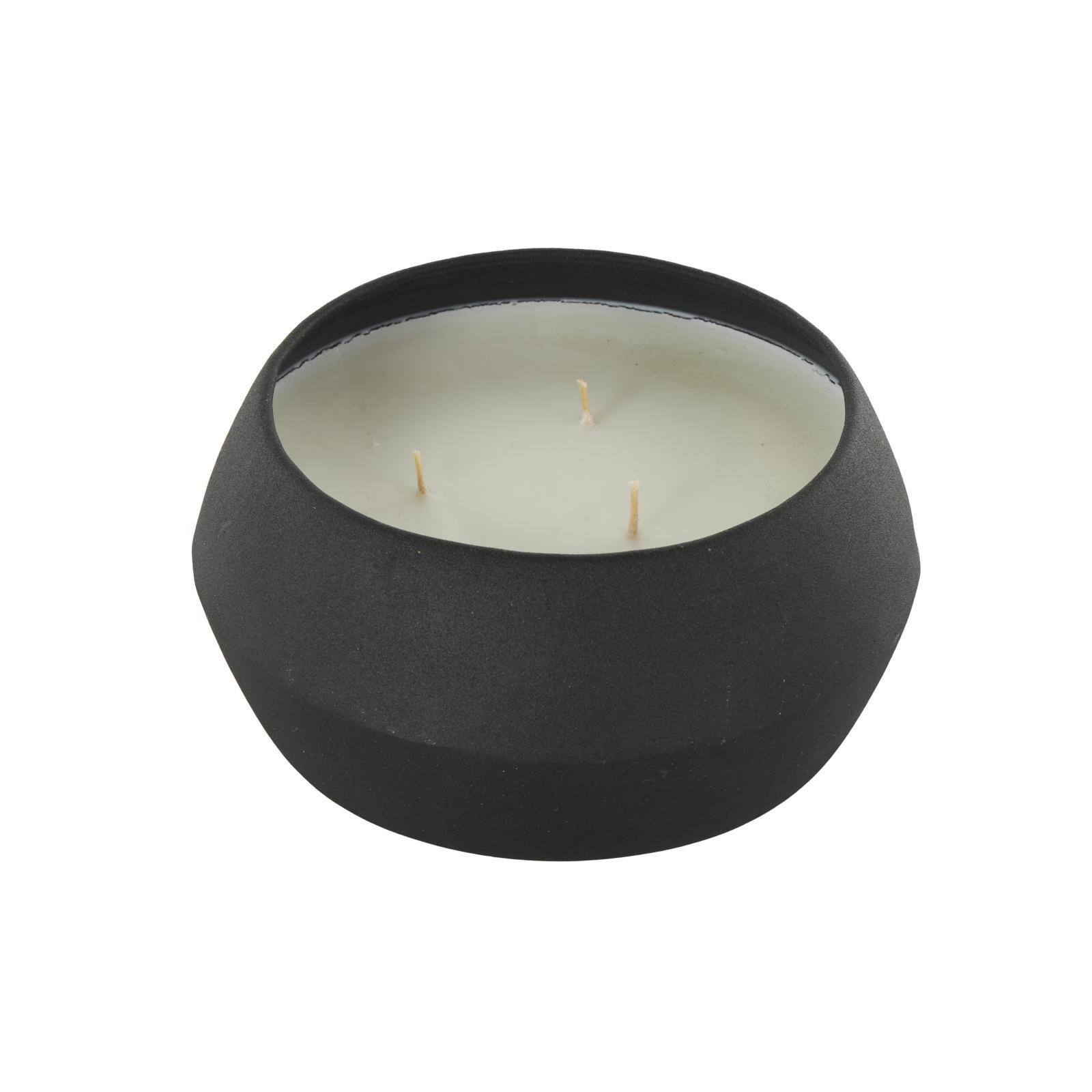 Ivory and Iris 30oz. Black with White Wax 3 Wick Creamy Vanilla Swirl Scented Textured Metal Candle