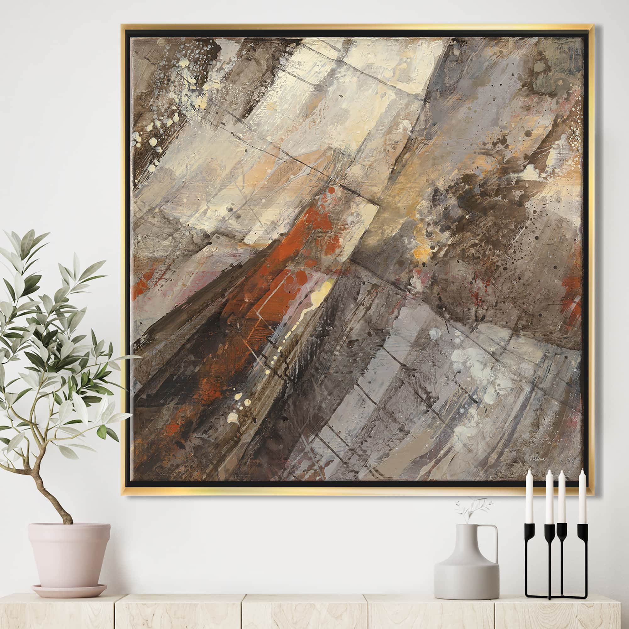 Designart - Fire and Ice Minerals III - Farmhouse Framed Canvas