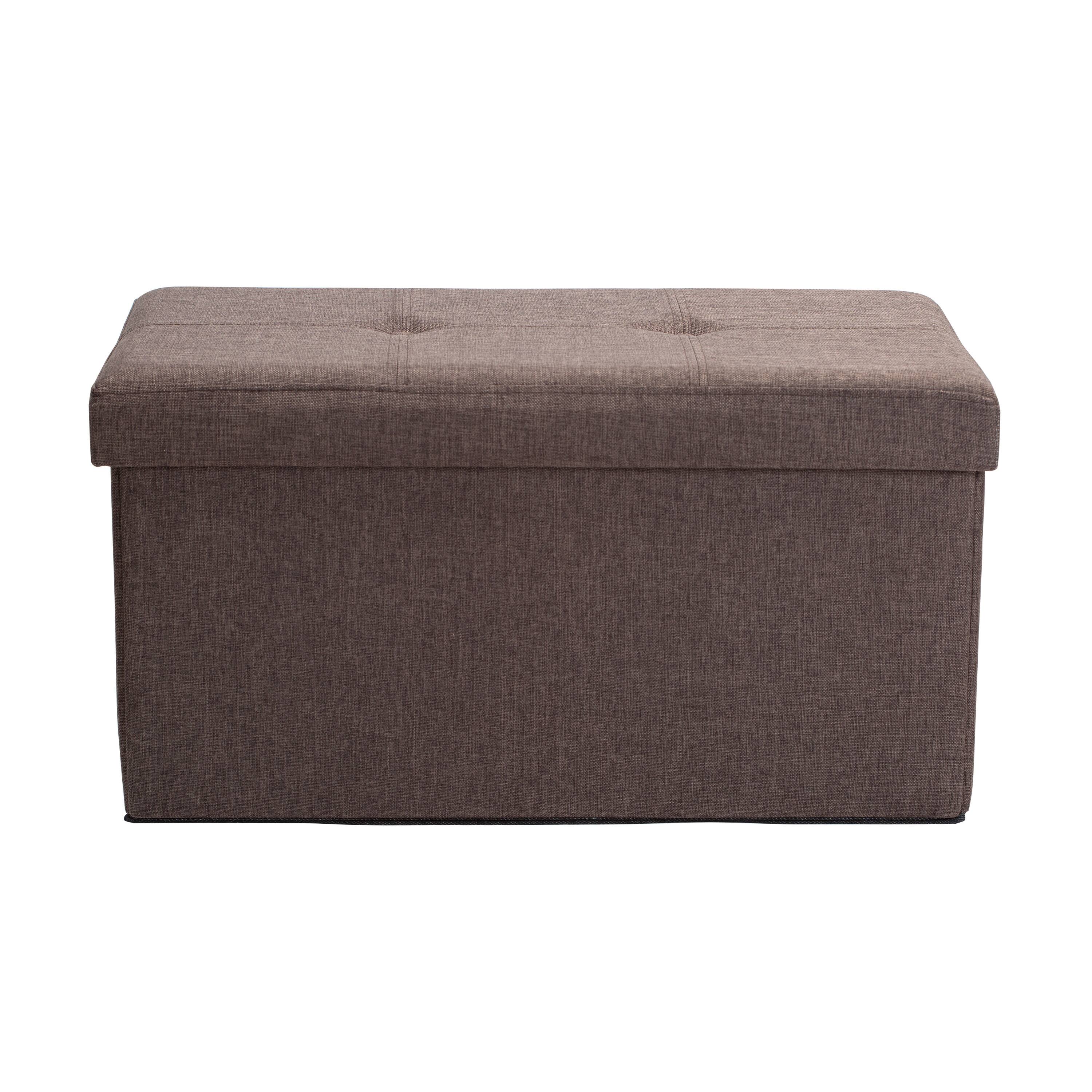 Simplify 30" Faux Linen Double Folding Storage Ottoman