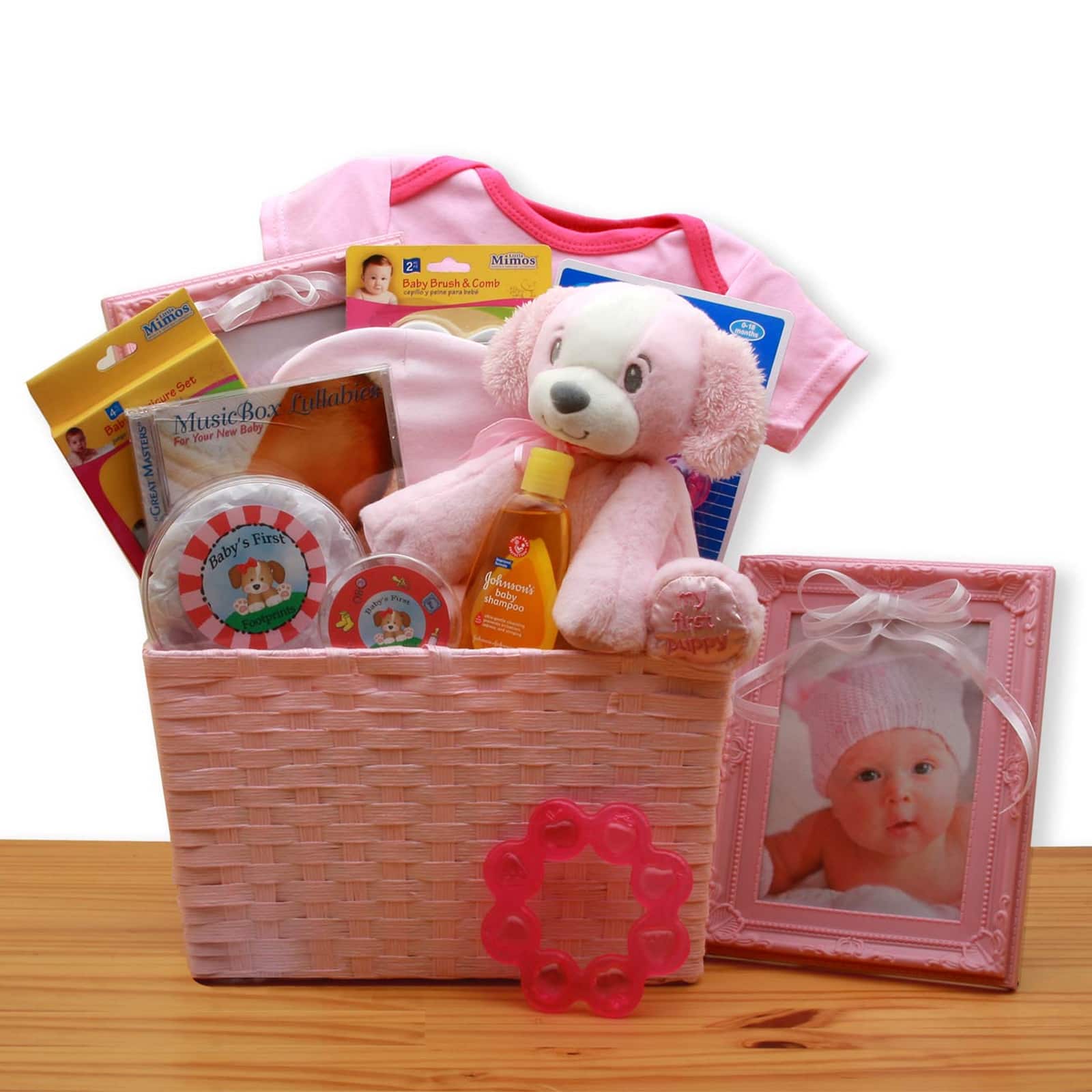 Puppy Love New Baby Girl Gift Basket