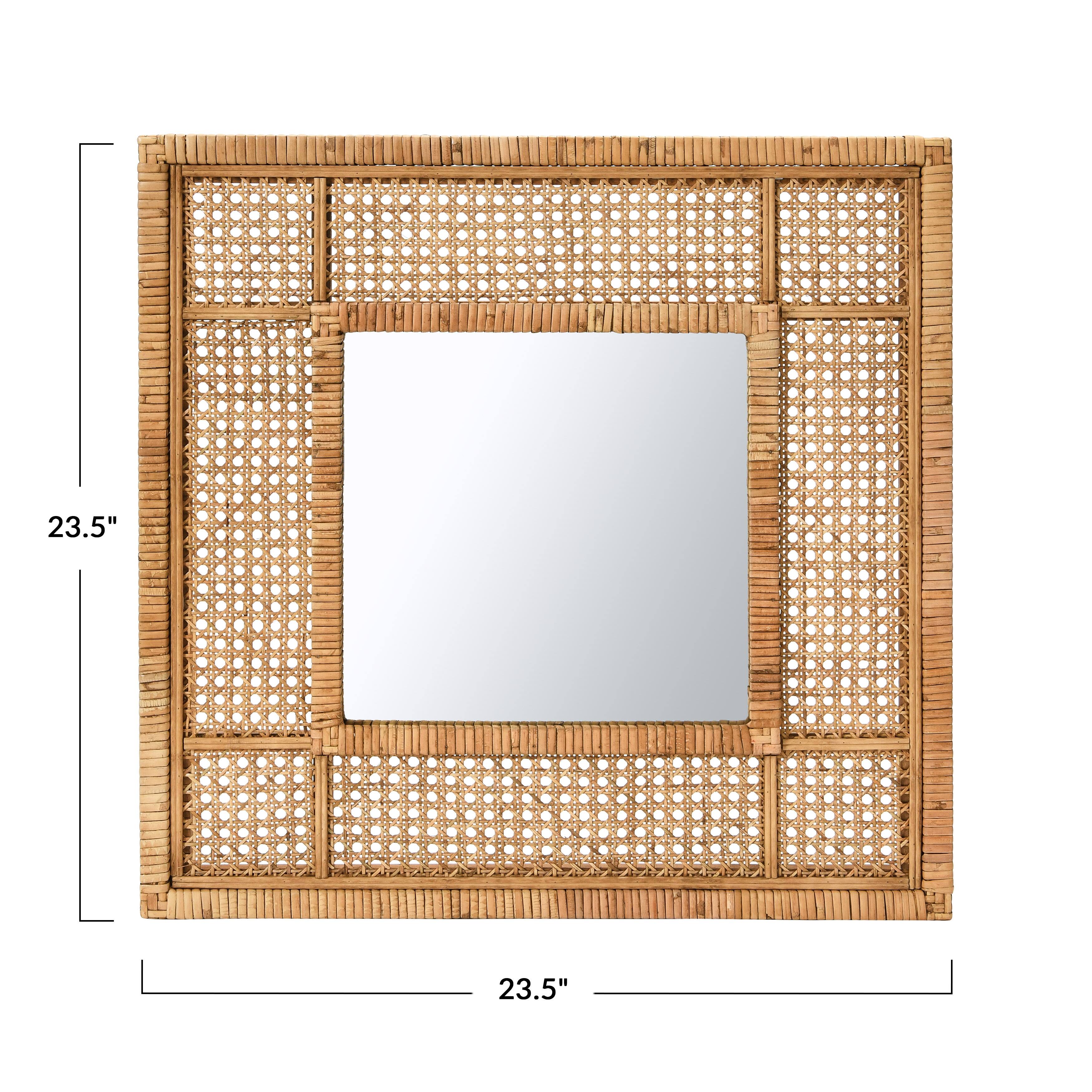 Hello Honey® Natural Square Rattan Framed Wall Mirror