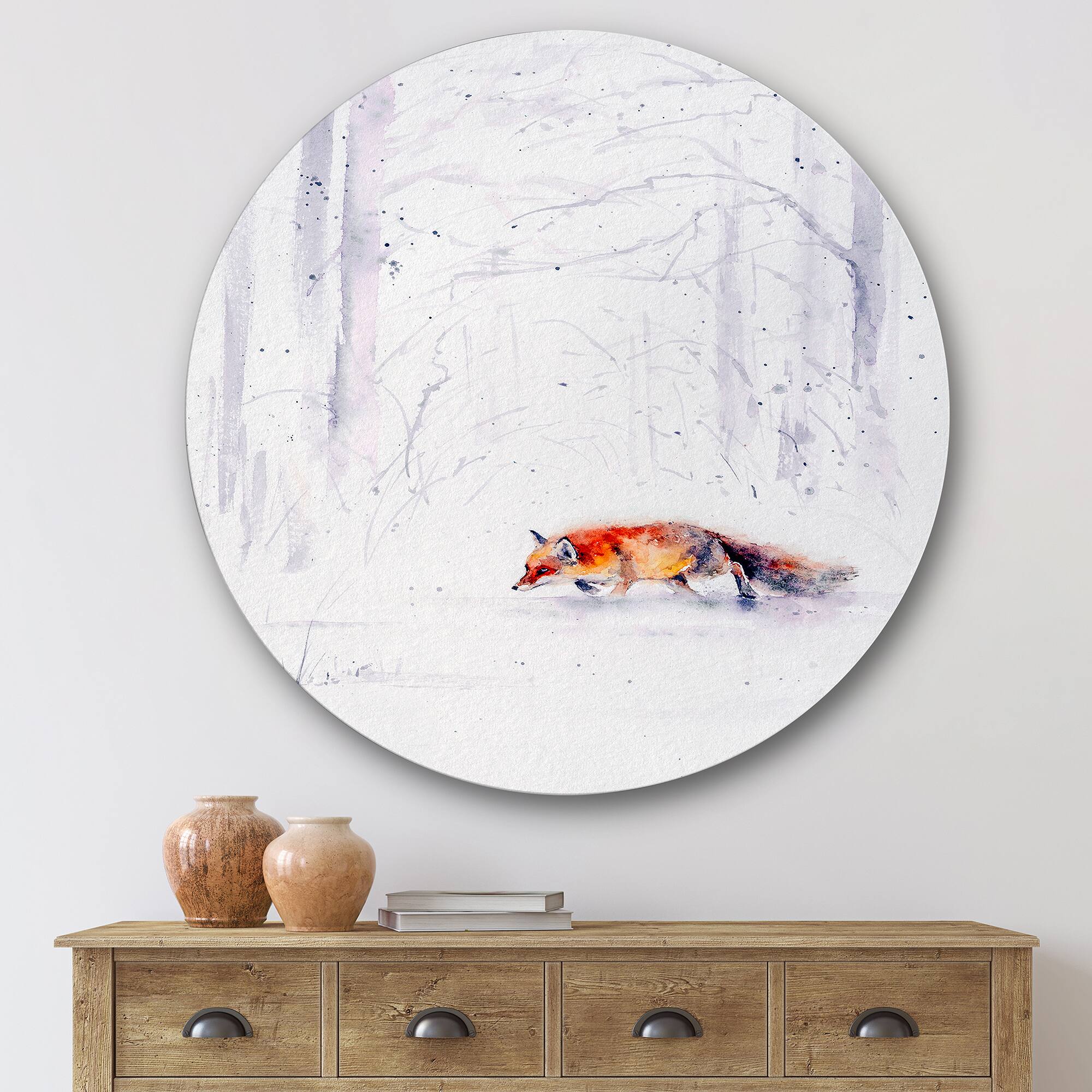Designart - Red Fox Running In White Snow II