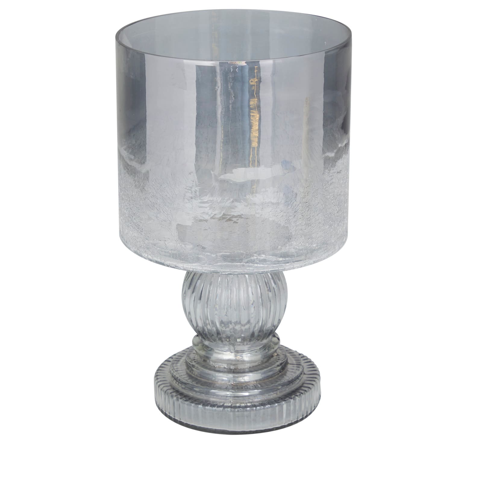 Black Glass Traditional Candle Holder, 10" x 6" x 6"