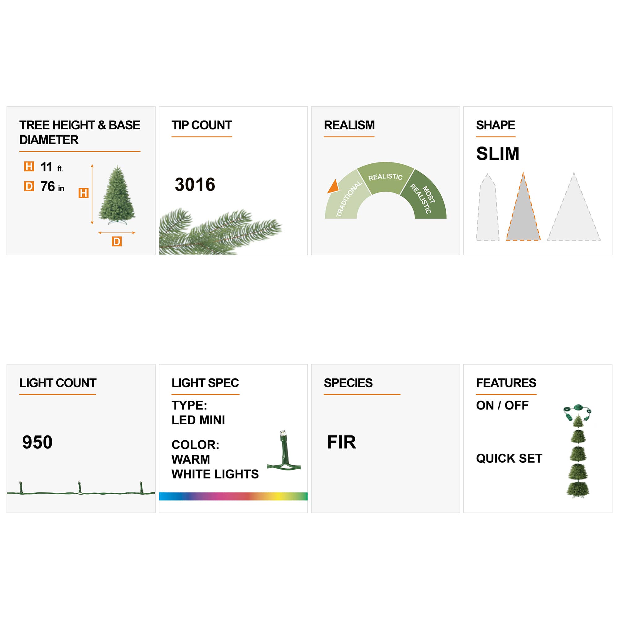 11ft. Pre-Lit Flocked Fir Artificial Christmas Tree, Warm White Lights