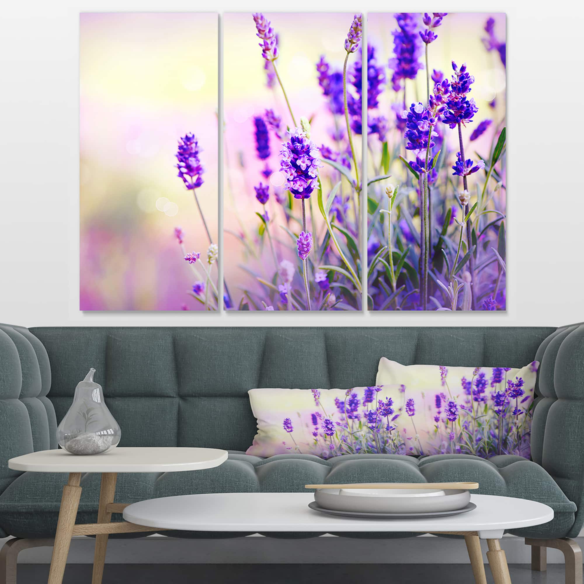Designart - Purple Lavender Field - Floral Photography Canvas Art Print