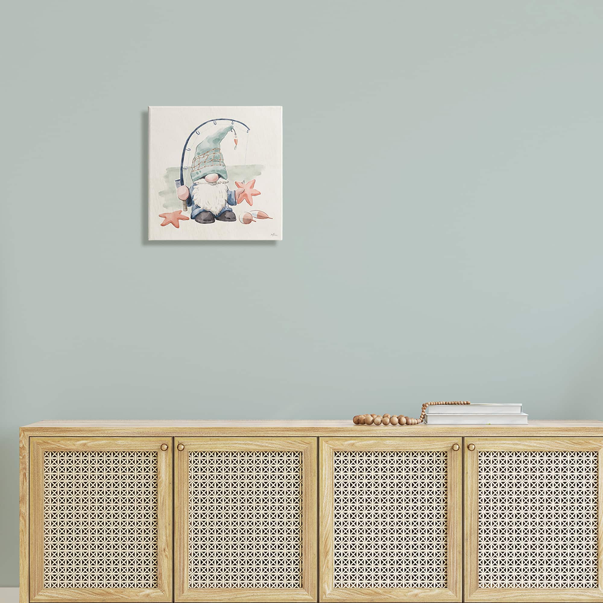 Stupell Industries Summer Fisherman Gnome Holding Starfish Canvas Wall Art