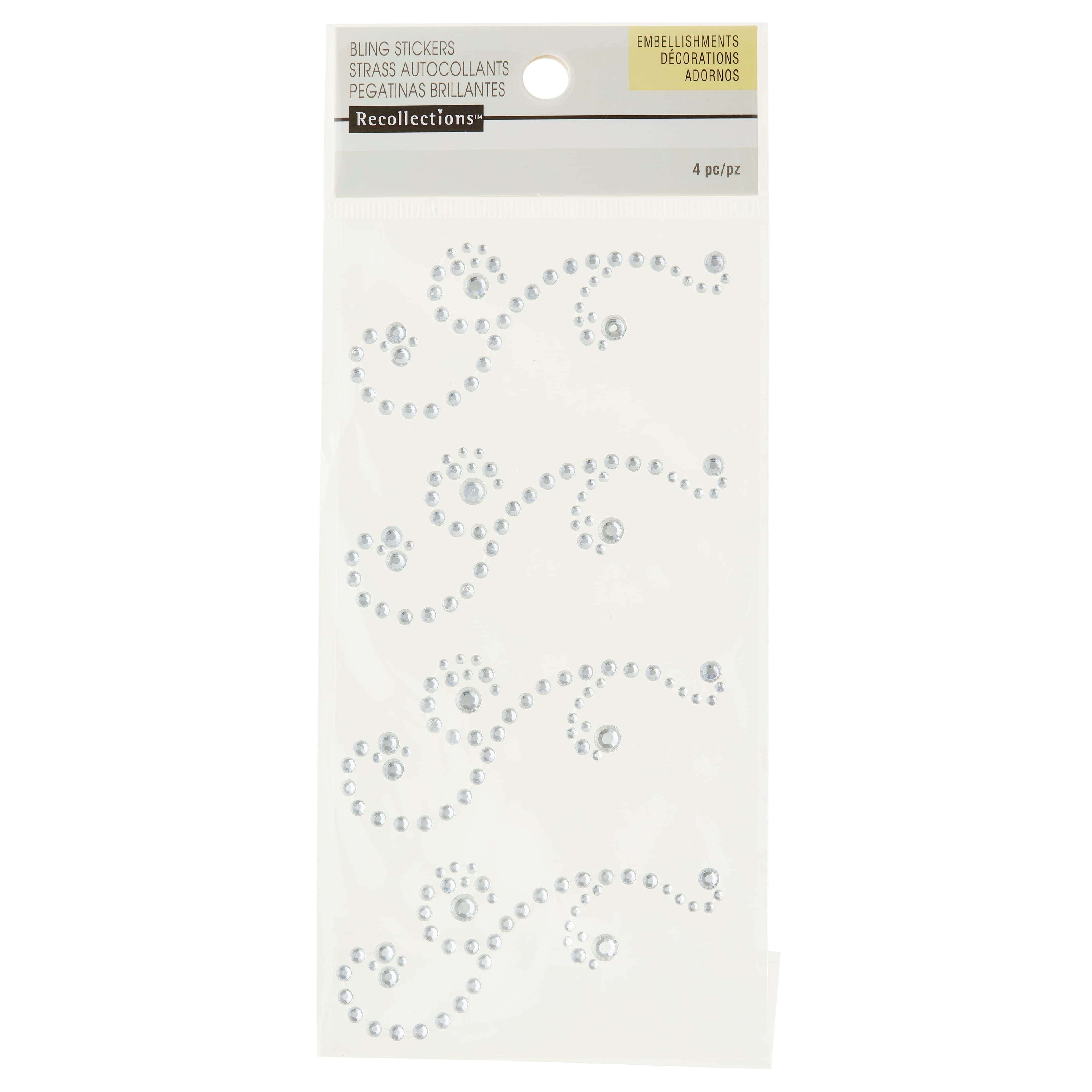 12 Packs: 4 ct. (48 total) Clear Swirl Flourish Adhesive Rhinestones by Recollections™