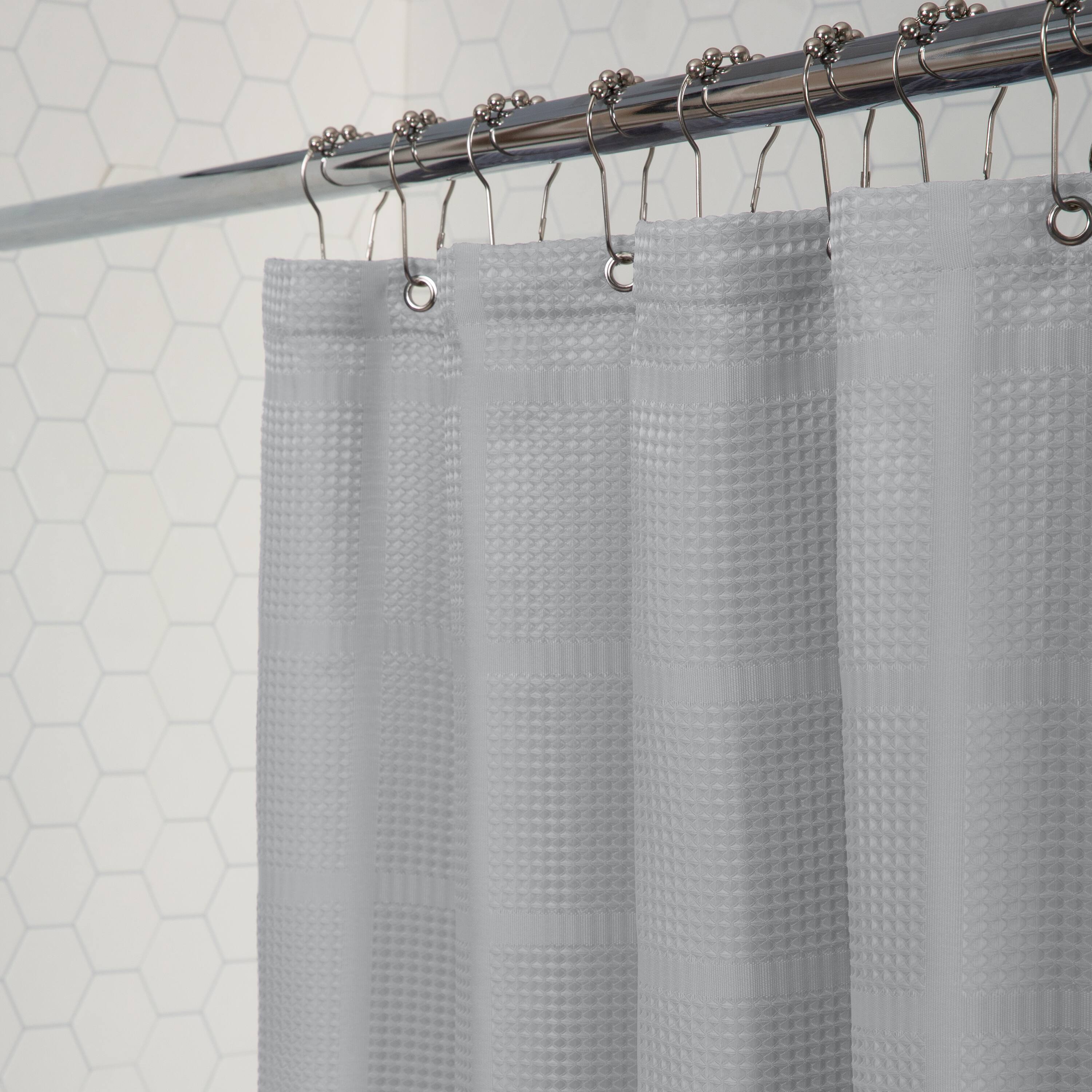 Elle Décor Gray Jacquard Solid Weave Shower Curtain