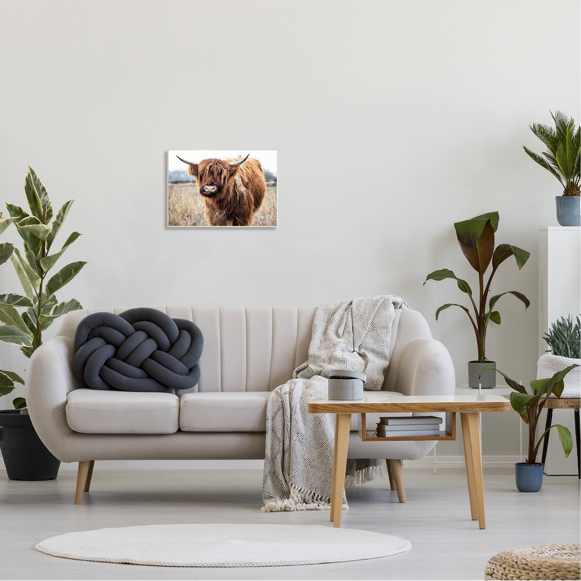Stupell Industries Grazing Longhorn Cattle Farmland Animal Portrait Wall Plaque Art