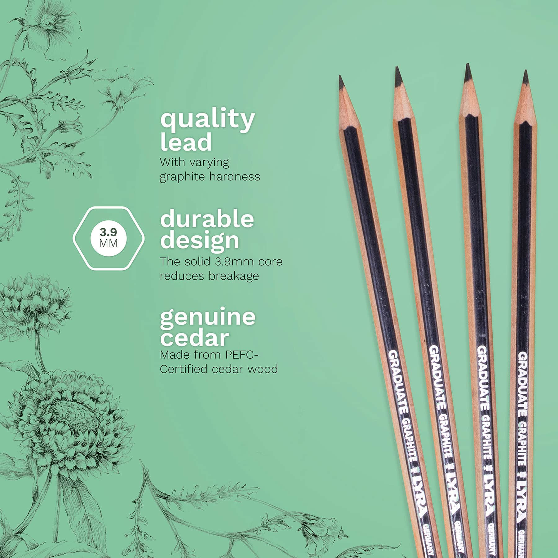 Lyra Graduate Graphite 3.9mm Technical Pencil Set