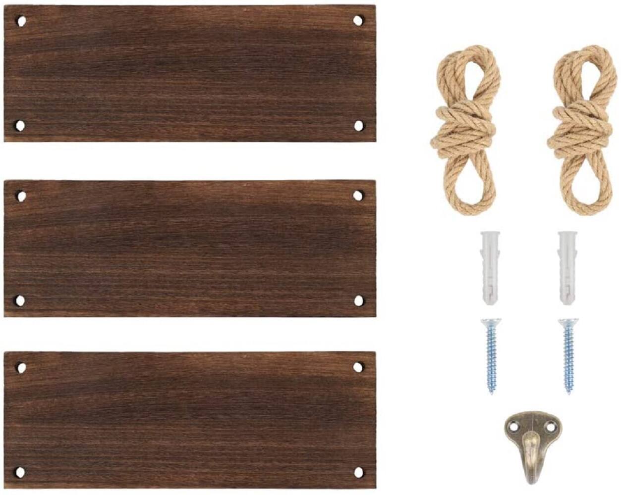 NEX™ Liantral 3-Tier Wood & Rope Hanging Shelves
