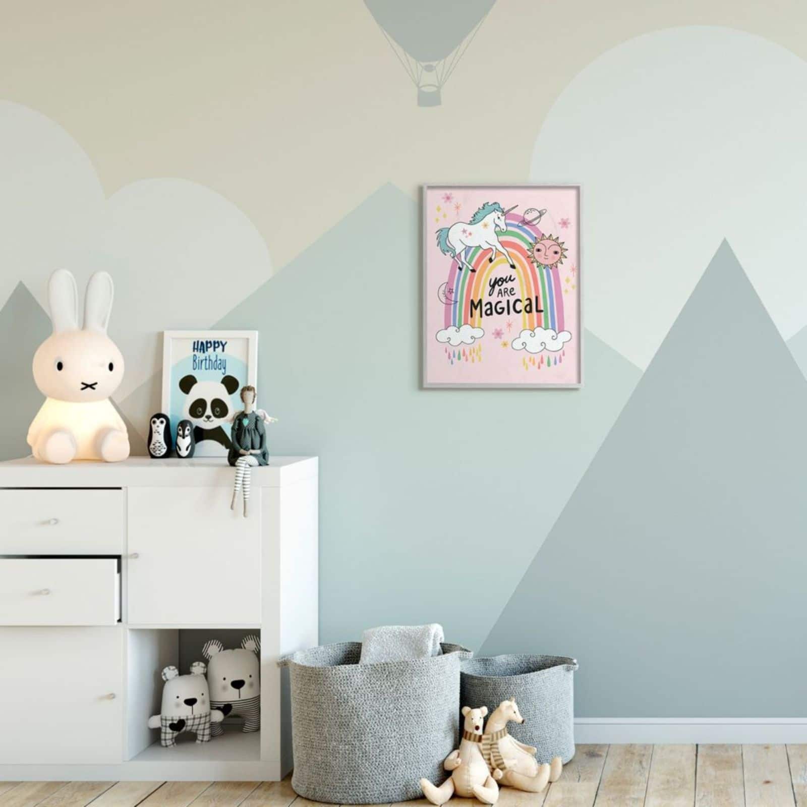 Stupell Industries You Are Magical Unicorn Rainbow Gray Framed Wall Art