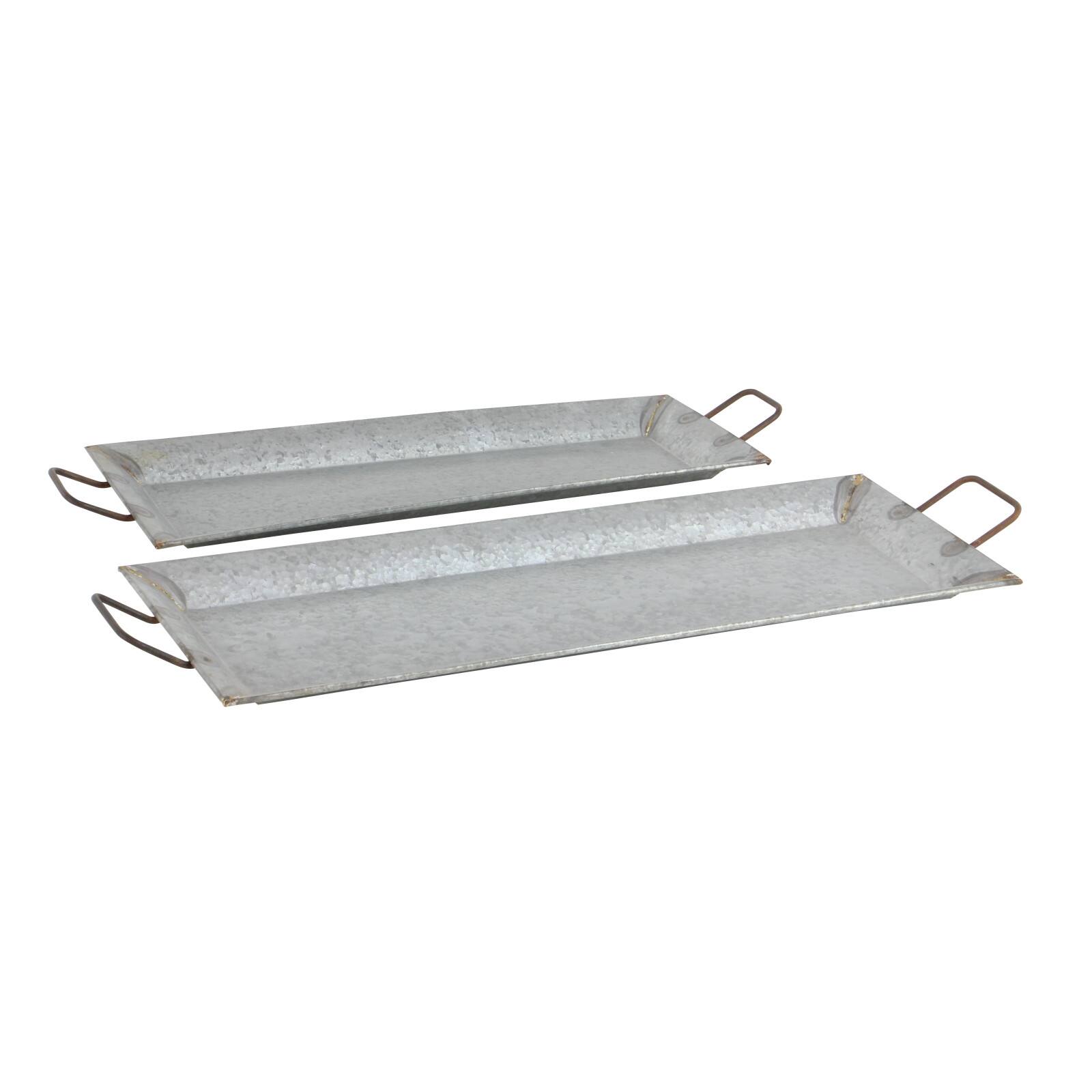 Gray Metal Farmhouse Tray Set