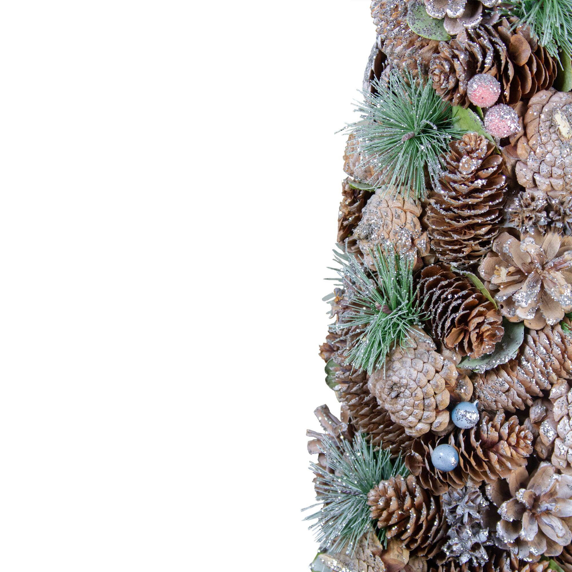 16.5" Unlit Glittered Pinecone & Berry Christmas Tree