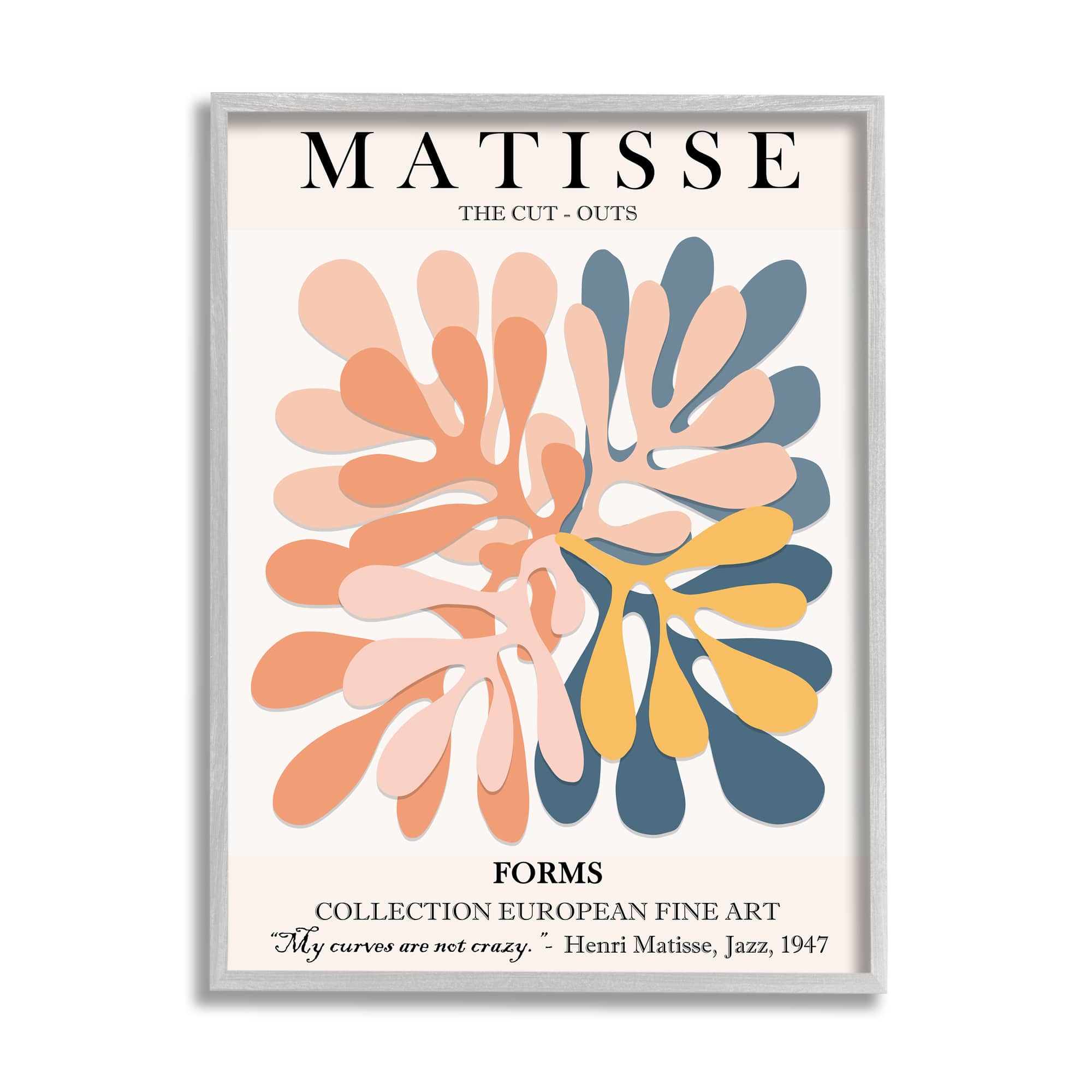 Stupell Industries Classical Matisse Painting Cut Out Forms Traditional Abstract in Frame Wall Art