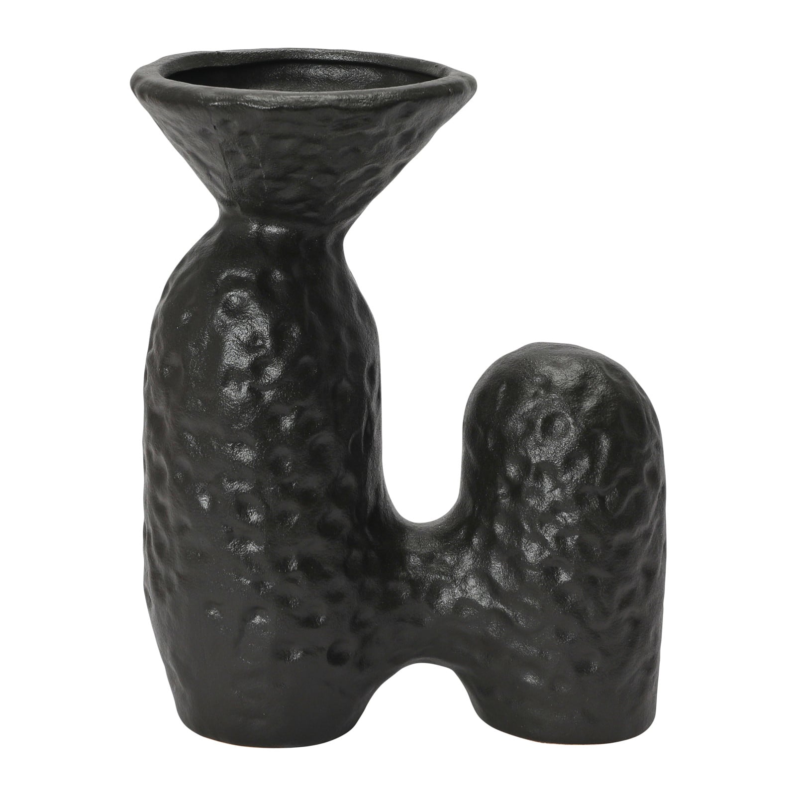 Hello Honey® 8" Matte Black Textured Stoneware Sculptural Vase