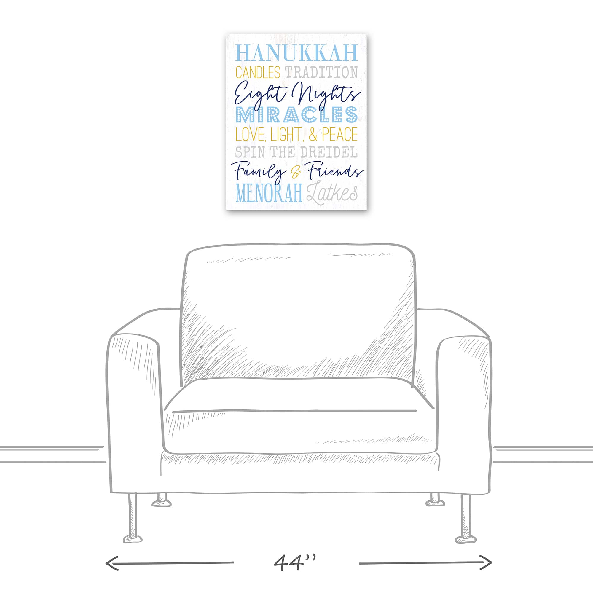 Hanukkah Words and Phrases 16x20 Canvas Wall Art